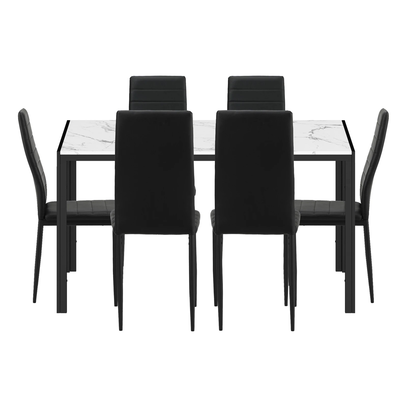 4 Oikiture 140cm Rectangle Dining Table With 6pcs Dining Chairs Marble
 - Multi, 4 of 7