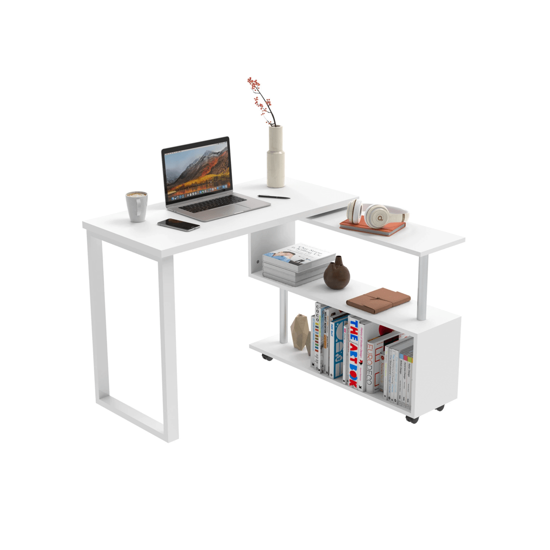1 Advwin 360° Rotating L-shaped Computer Office Desk, 1 of 8