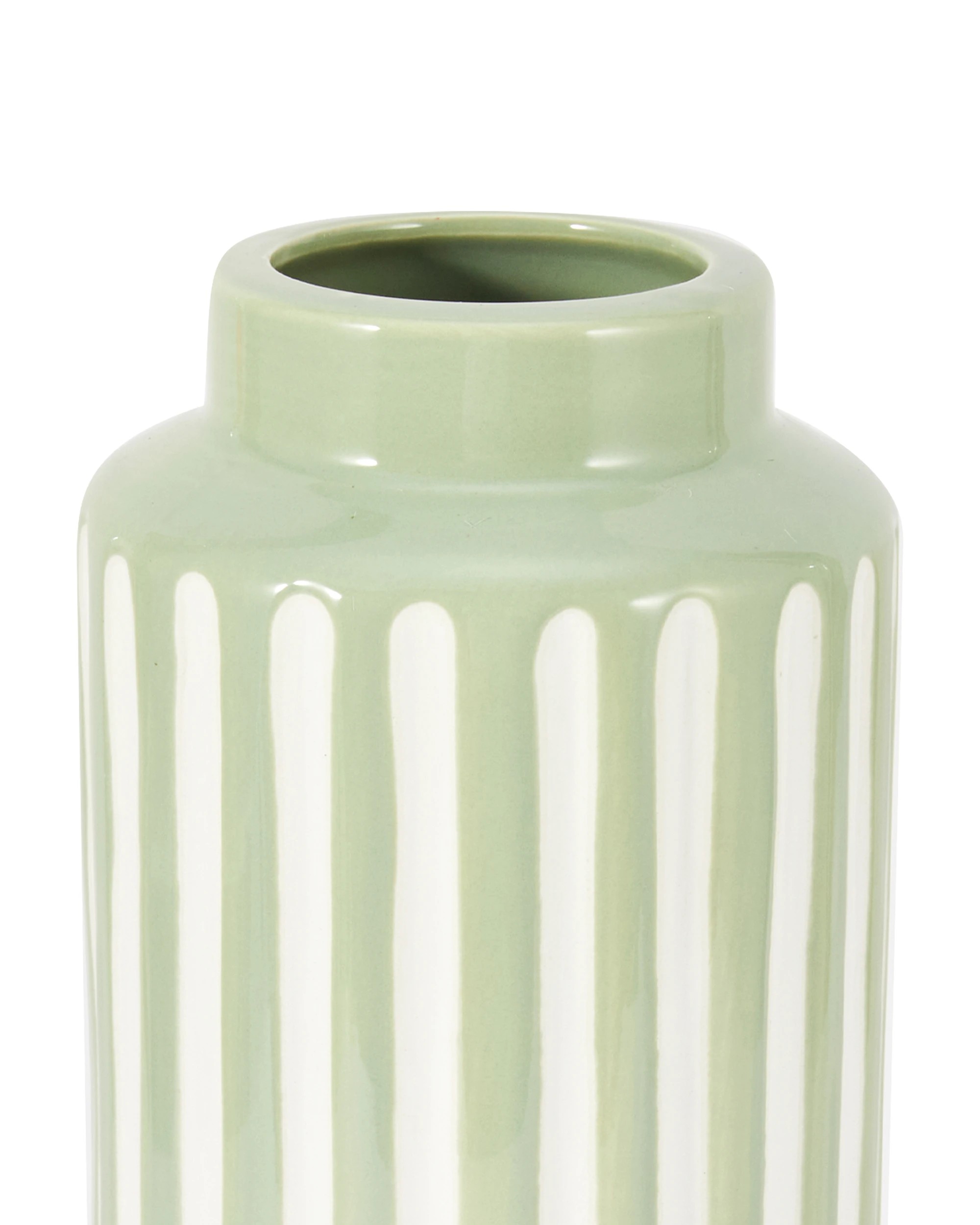 4 Green Textured Stripe Ceramic Vase, 4 of 5