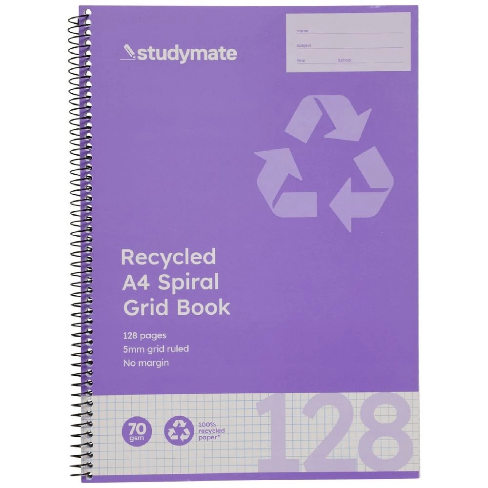 3 Studymate A4 Spiral Grid Notebook 128 Page, 3 of 3