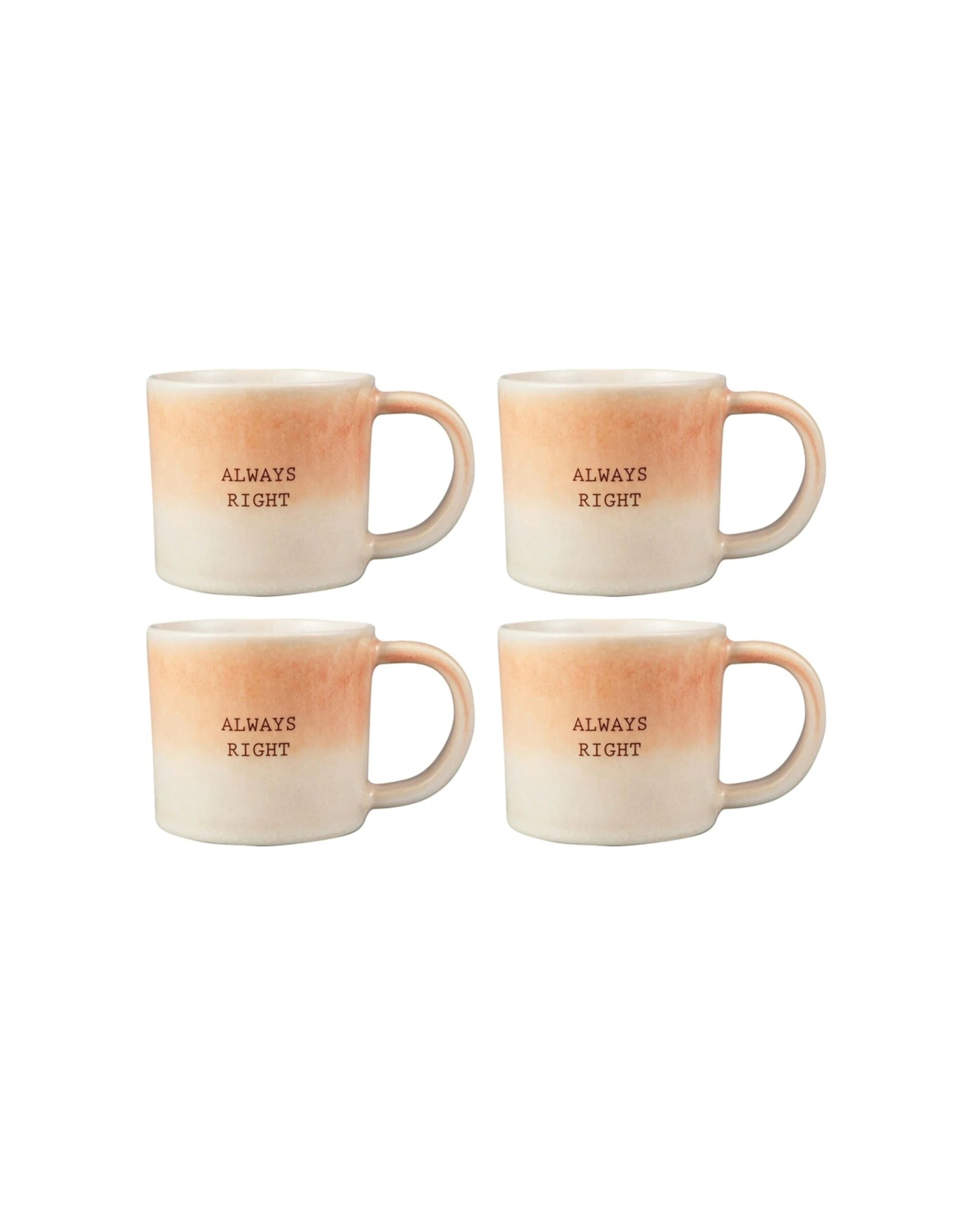 1 Maxwell & Williams 4PK The Mug Club Quotes Mug Always Right 350ml Set - Orange, 1 of 3