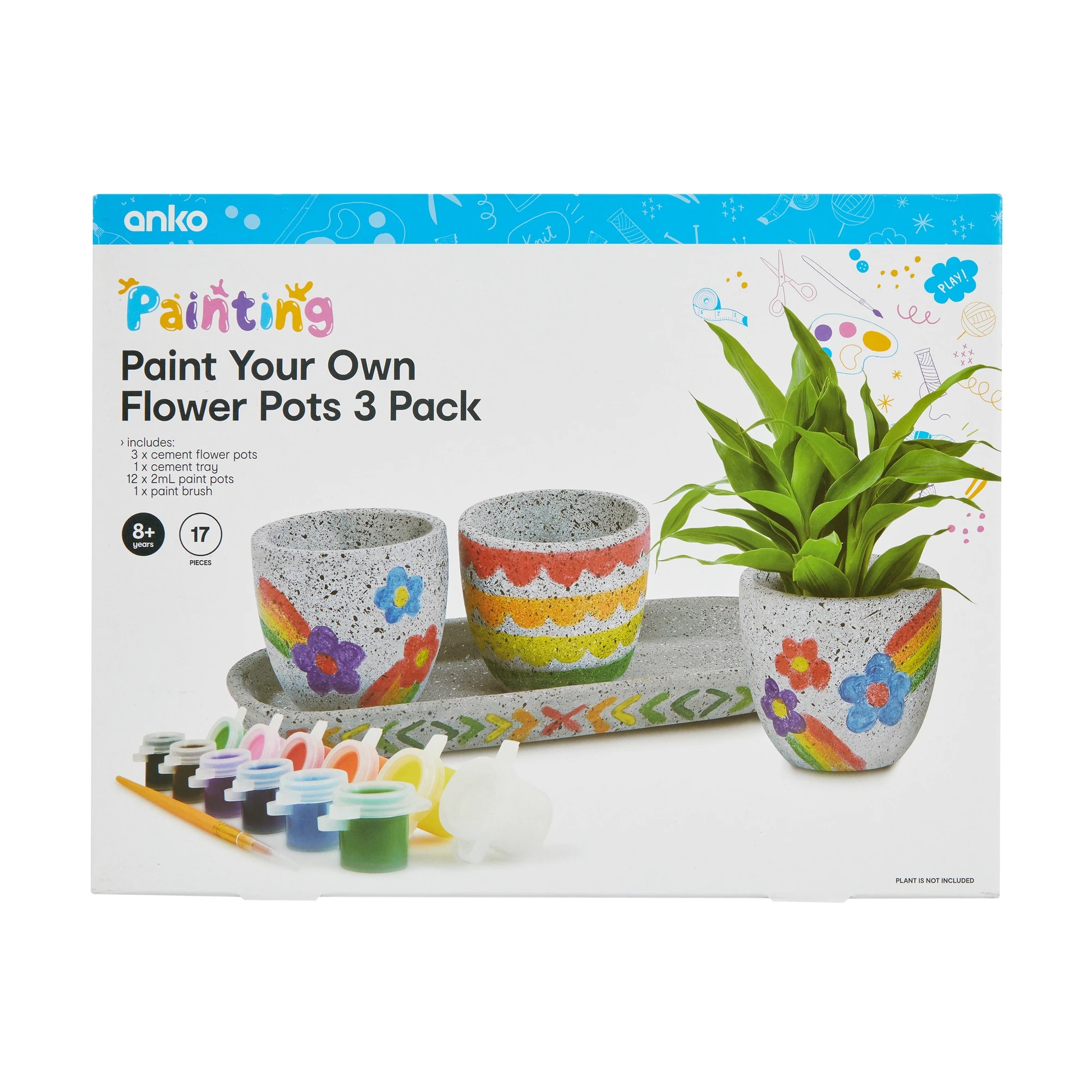 1 17 Piece Paint Your Own 3 Pack Flower Pots, 1 of 8