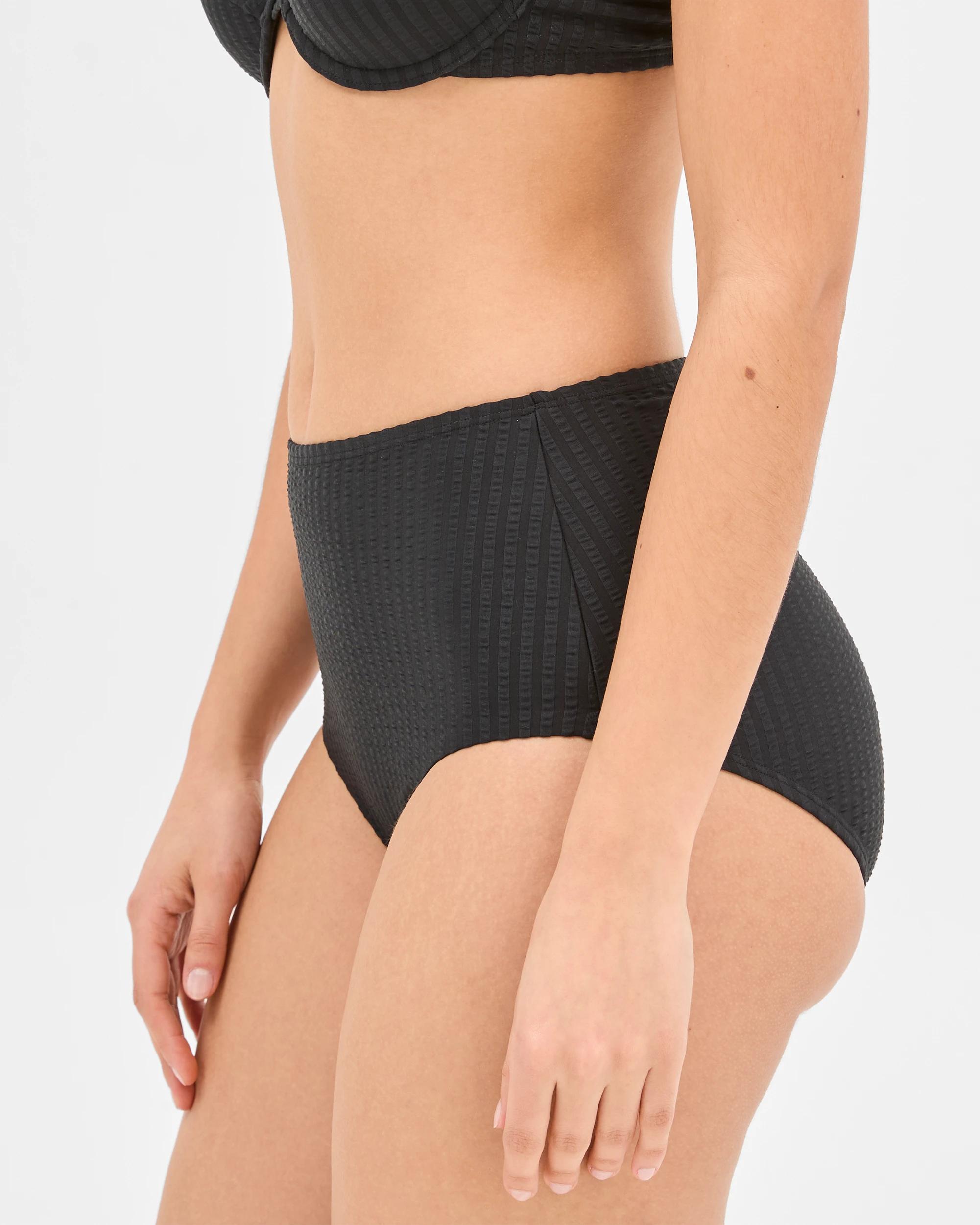 3 Target Resort Seersucker High Waisted Bikini Briefs - Shape Your Body BLACK, 3 of 4