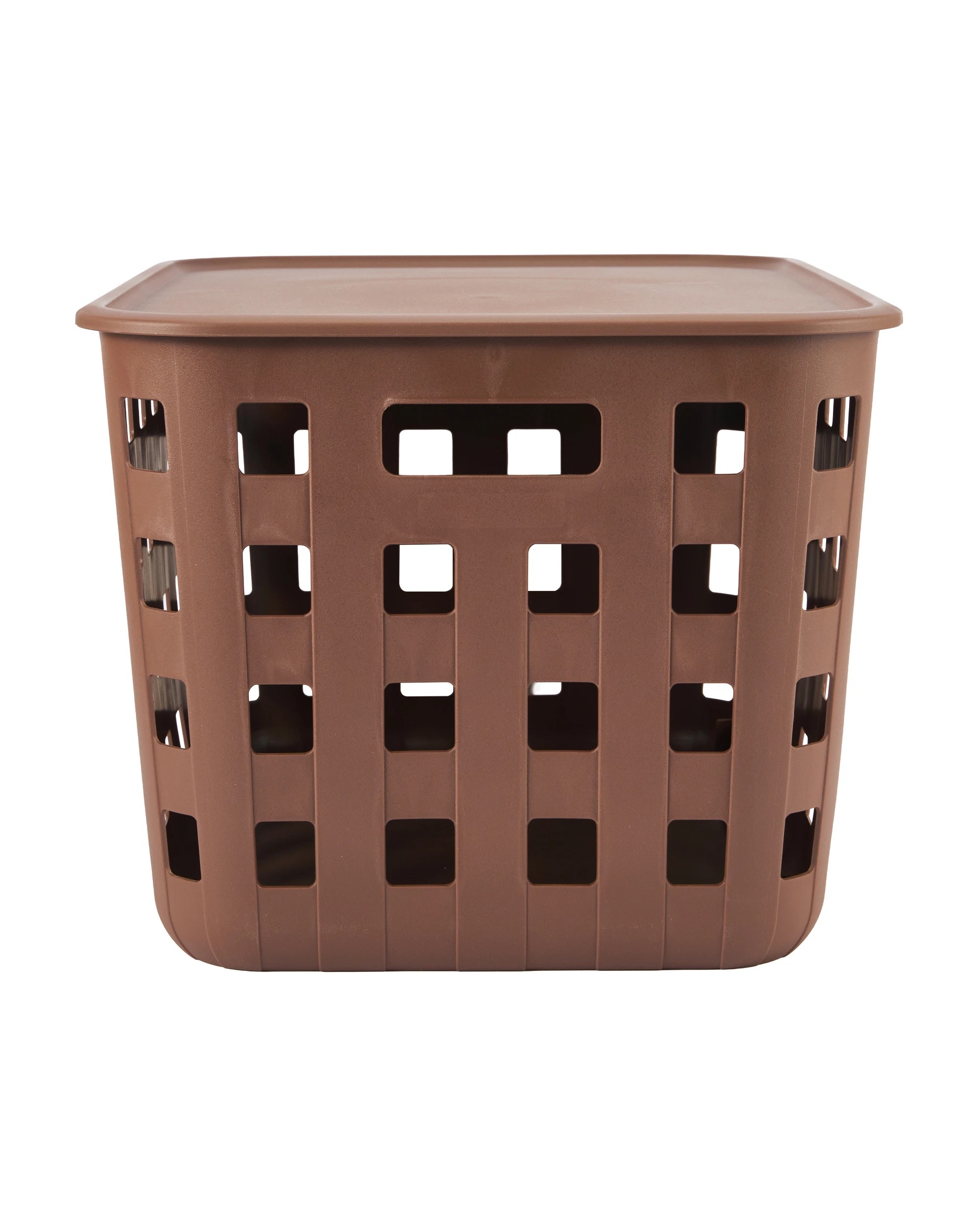4 45L Rectangle Trellis Basket with Lid - Chocolate, 4 of 8