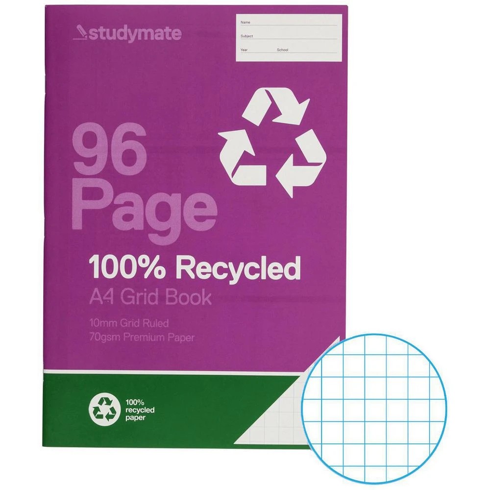 1 Studymate A4 70gsm 10mm Grid Book 96 Page, 1 of 3