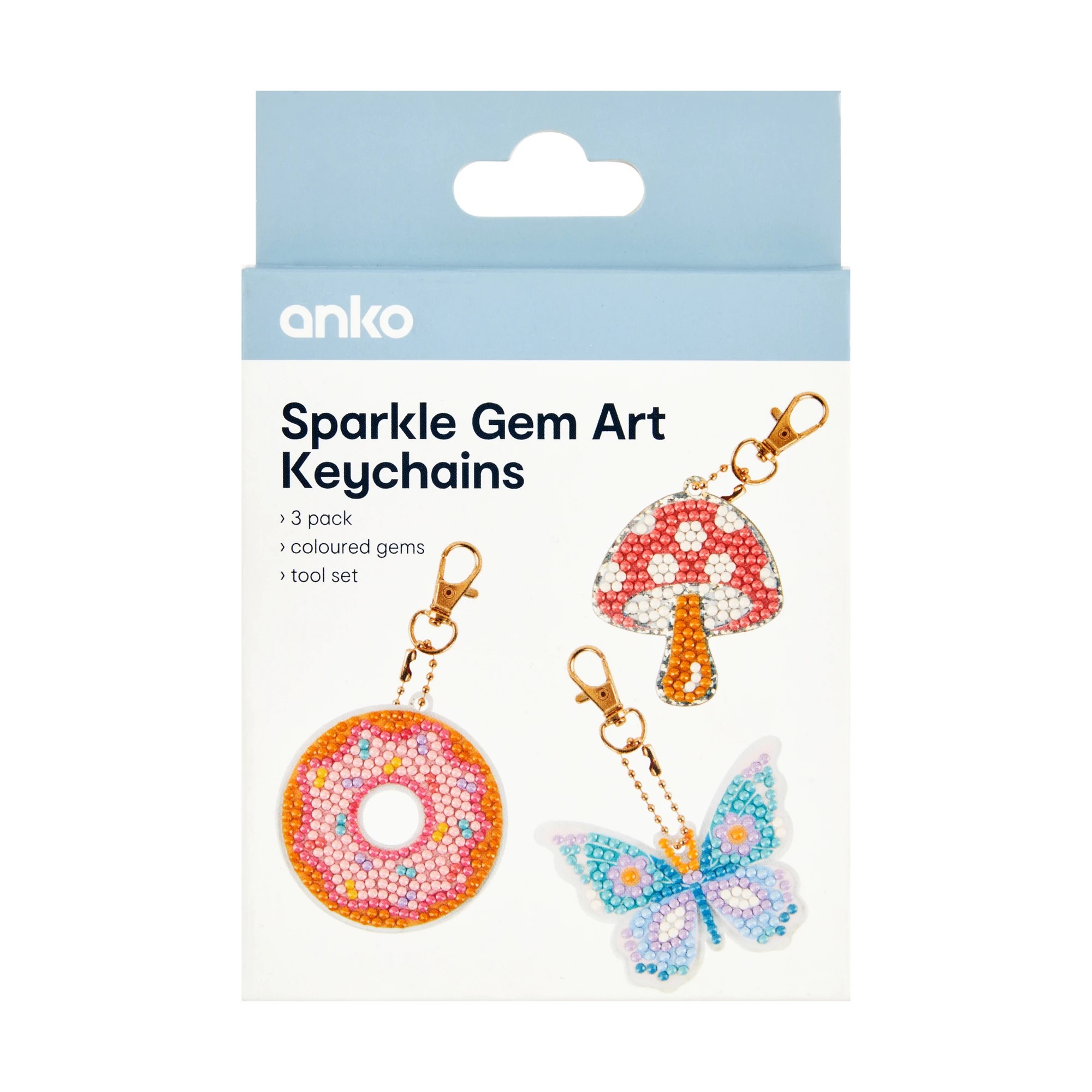 1 3 Pack Sparkle Gem Art - Keychains, 1 of 3