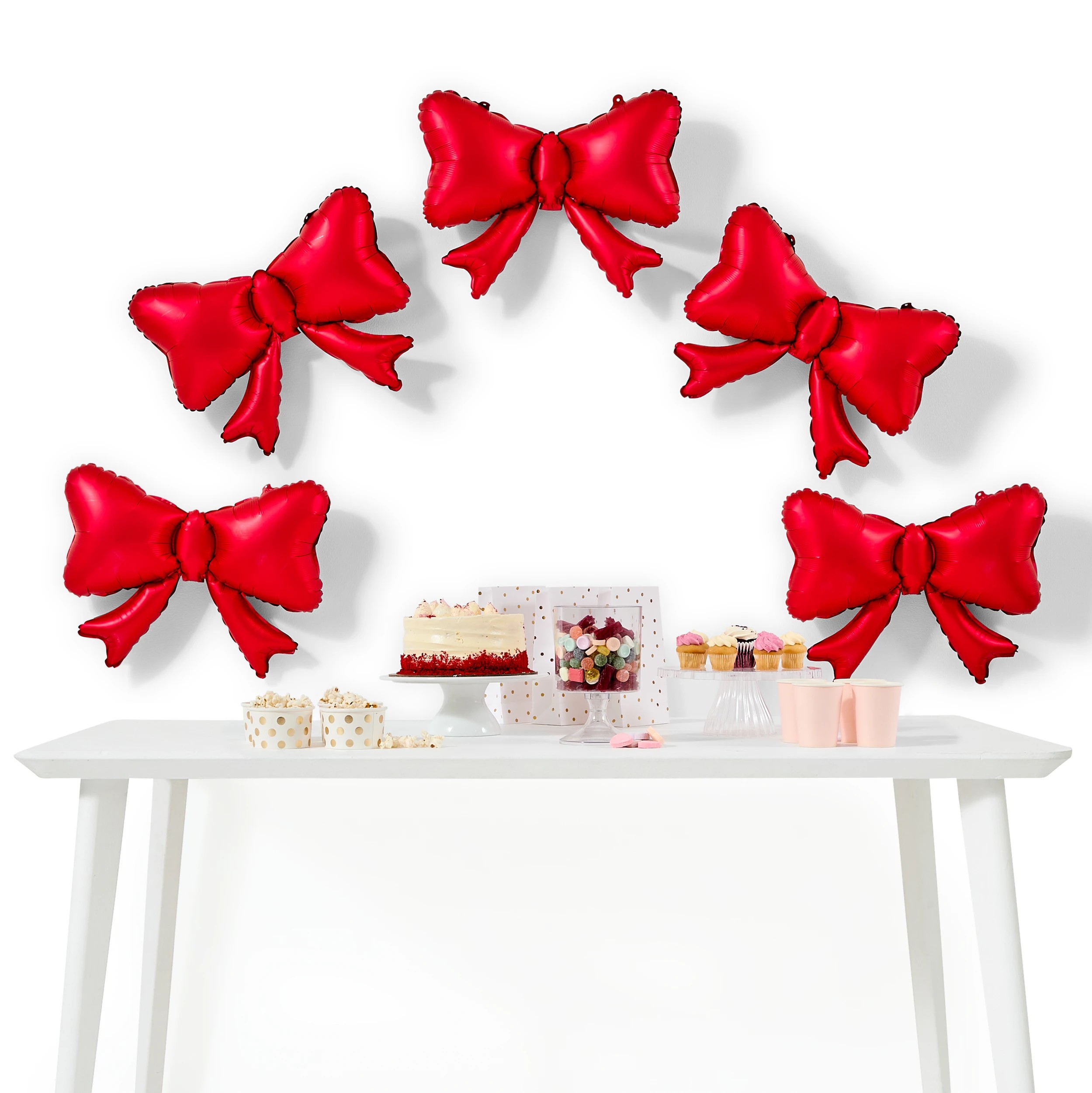 2 5 Piece Red Bow Foil Balloons, 2 of 8