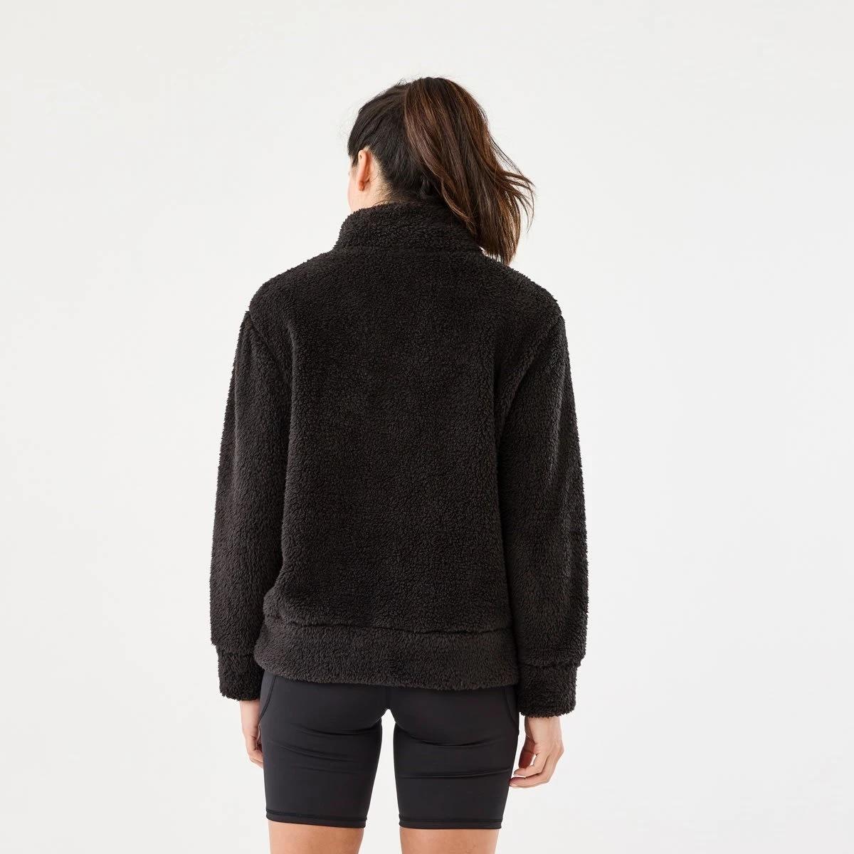 3 Active Womens Sherpa 1/4 Zip Sweatshirt BLACK, 3 of 5