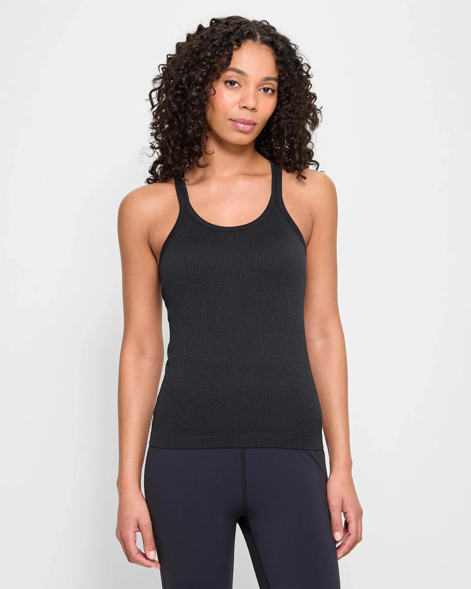 1 Target Active Studio Soft Ribbed Tank Top with Shelf Bra BLACK, 1 of 5