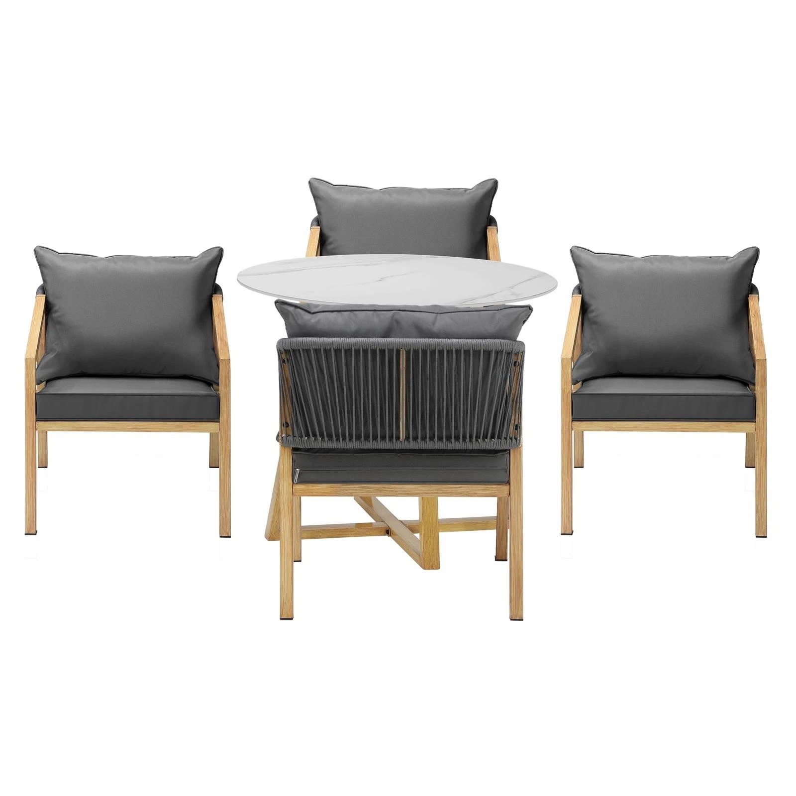 3 Livsip 5pcs Outdoor Dining Setting 90cm Table Lounge Chairs Patio Furniture Set
 - Multi, 3 of 8