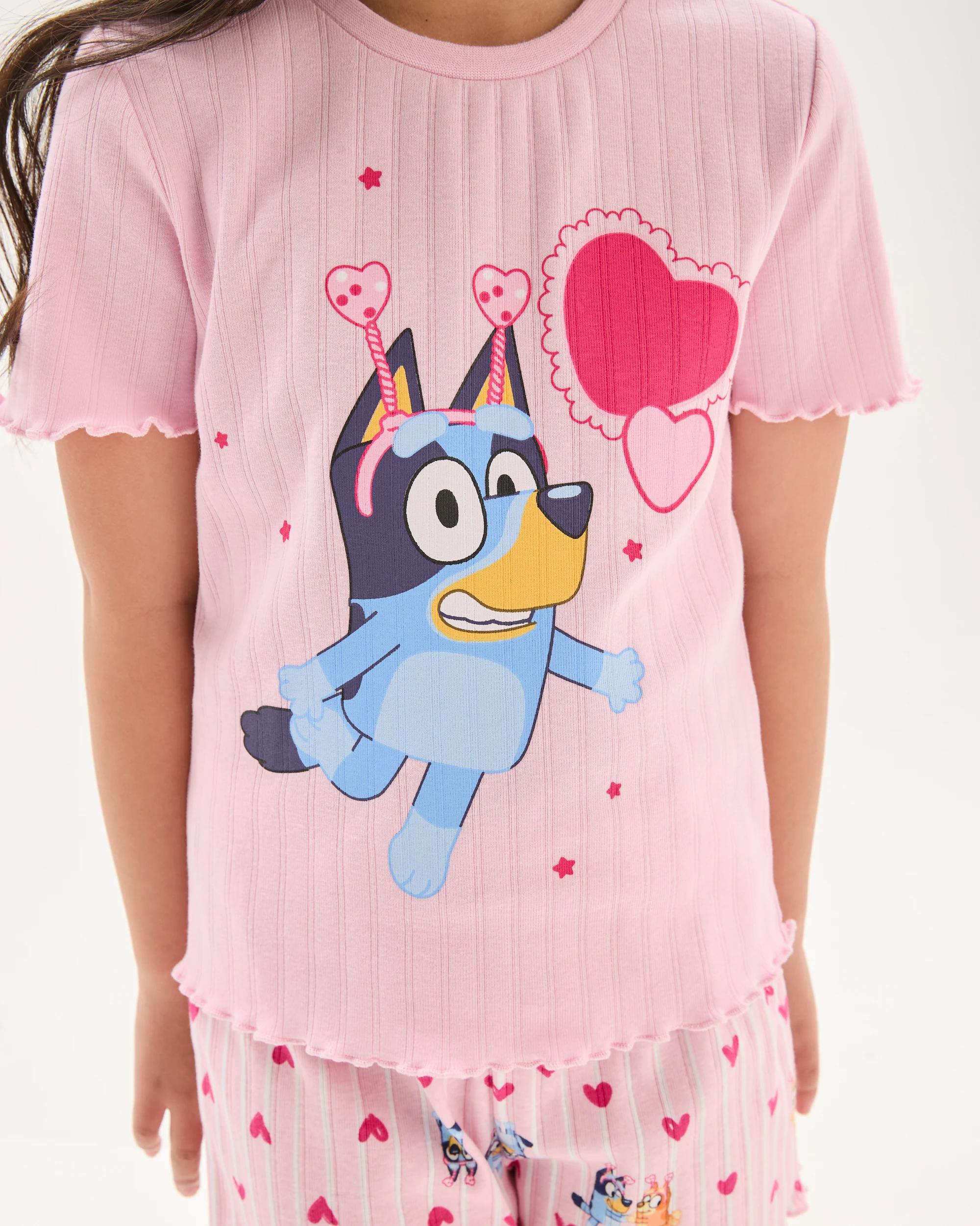 3 Bluey Australian Cotton Younger Girls Elevated Knit Pyjama Set PINK BLUEY, 3 of 7