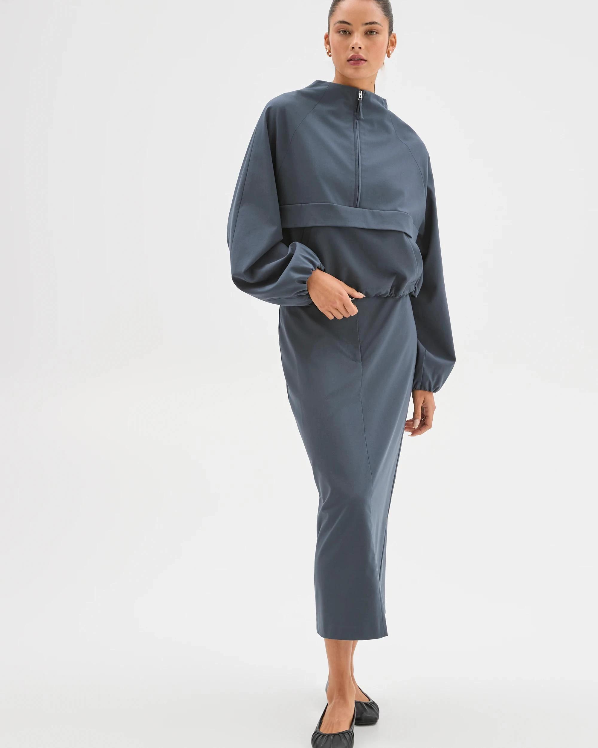 2 Lily Loves Column Midi Skirt STEEL GREY, 2 of 6