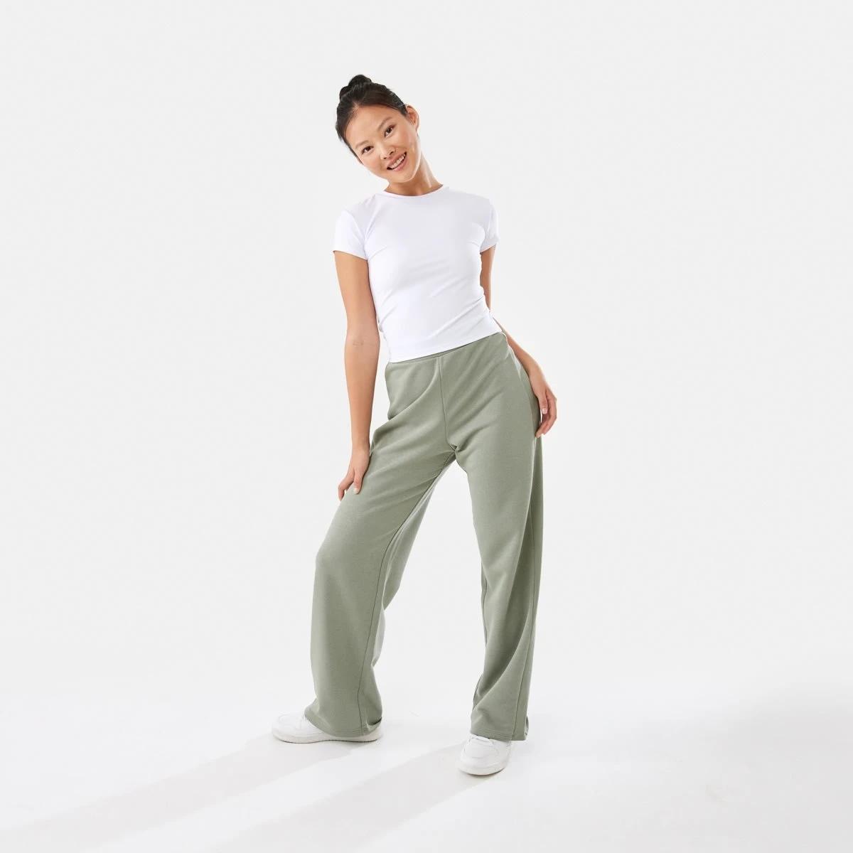 2 Active Womens Straight Leg Panel Trackpants Soft Khaki, 2 of 6