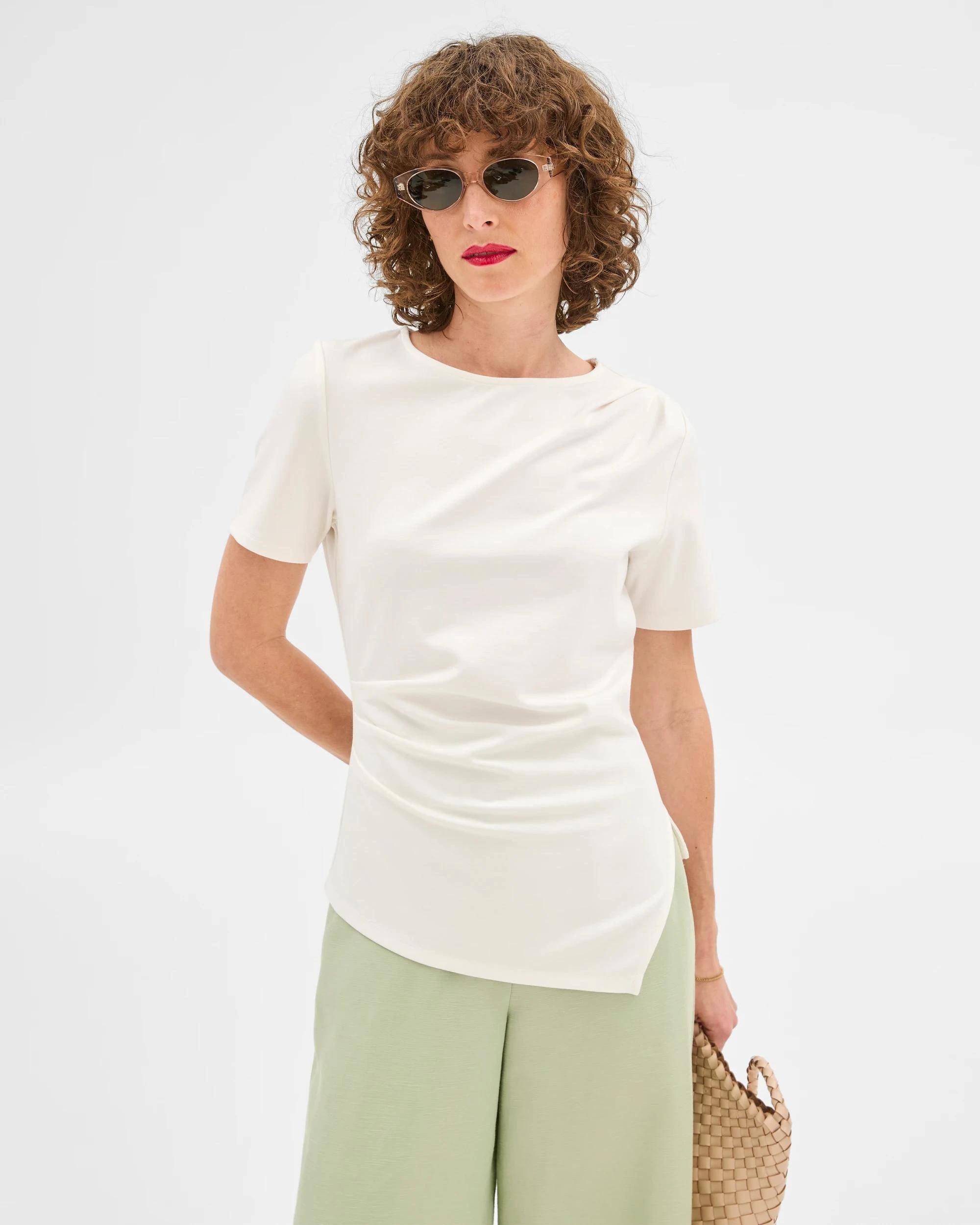 1 Gathered Ponte Top - Preview CLOUD DANCER, 1 of 5