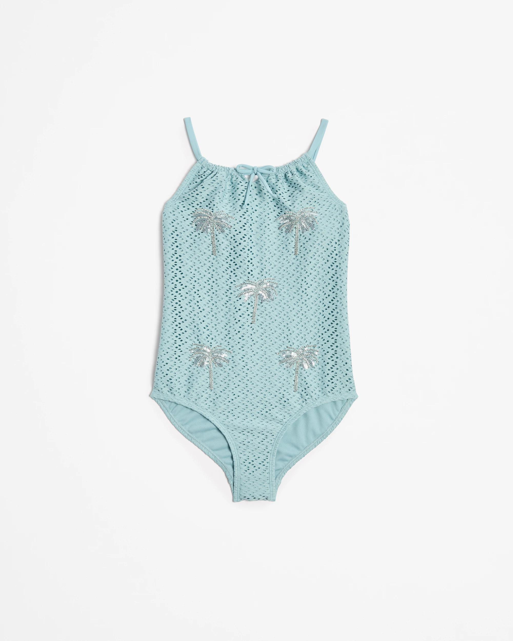 1 Target Crochet Textured Swim One Piece BLUE, 1 of 3