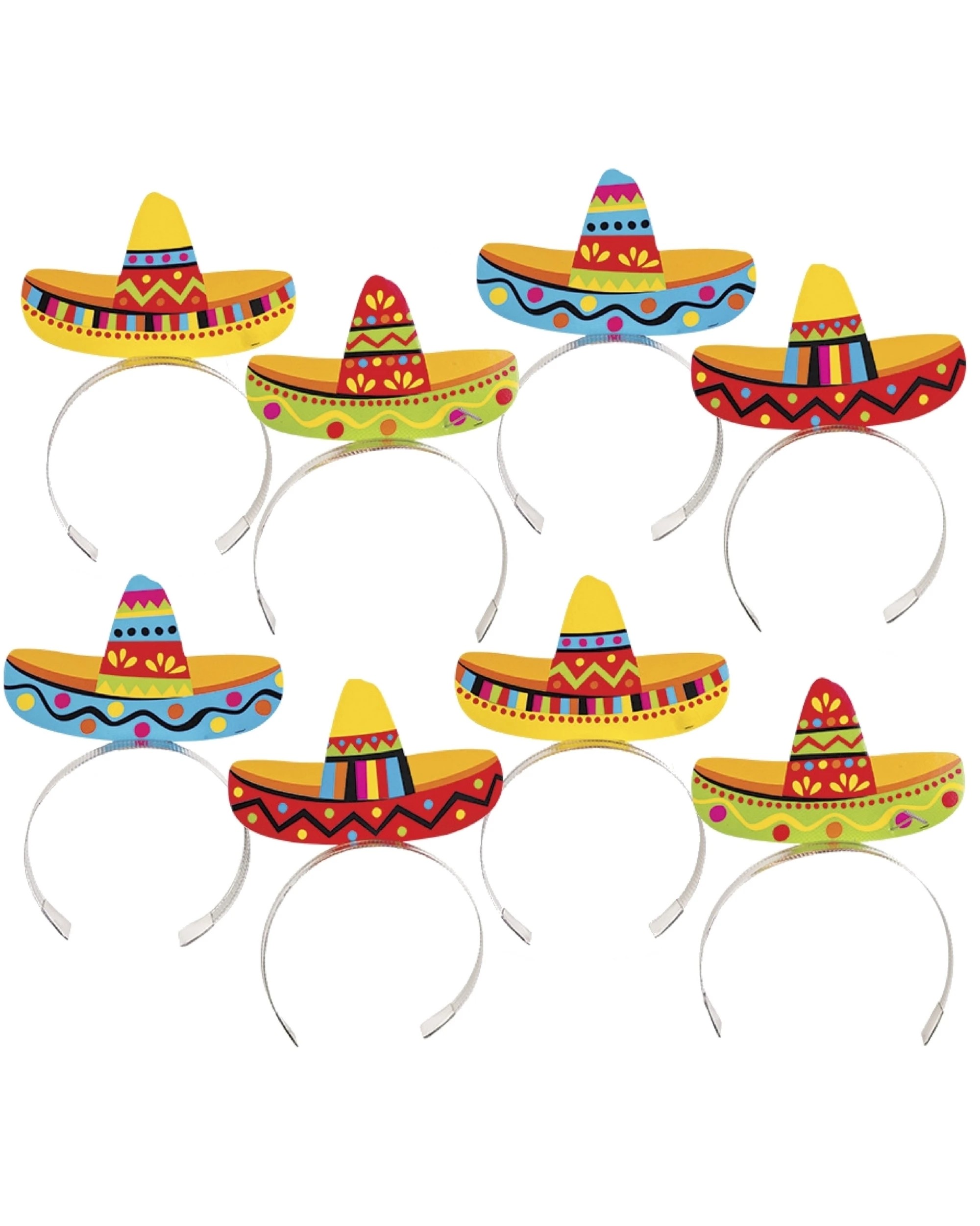 1 Anagram Fiesta Sombrero Headbands Pack of 8, 1 of 1
