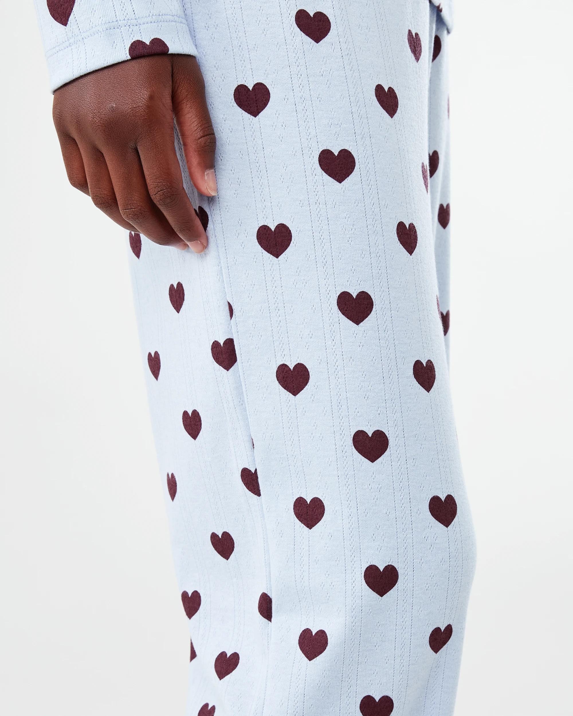 5 Pointelle Long Sleeve Pyjama Set Blu Heart, 5 of 7