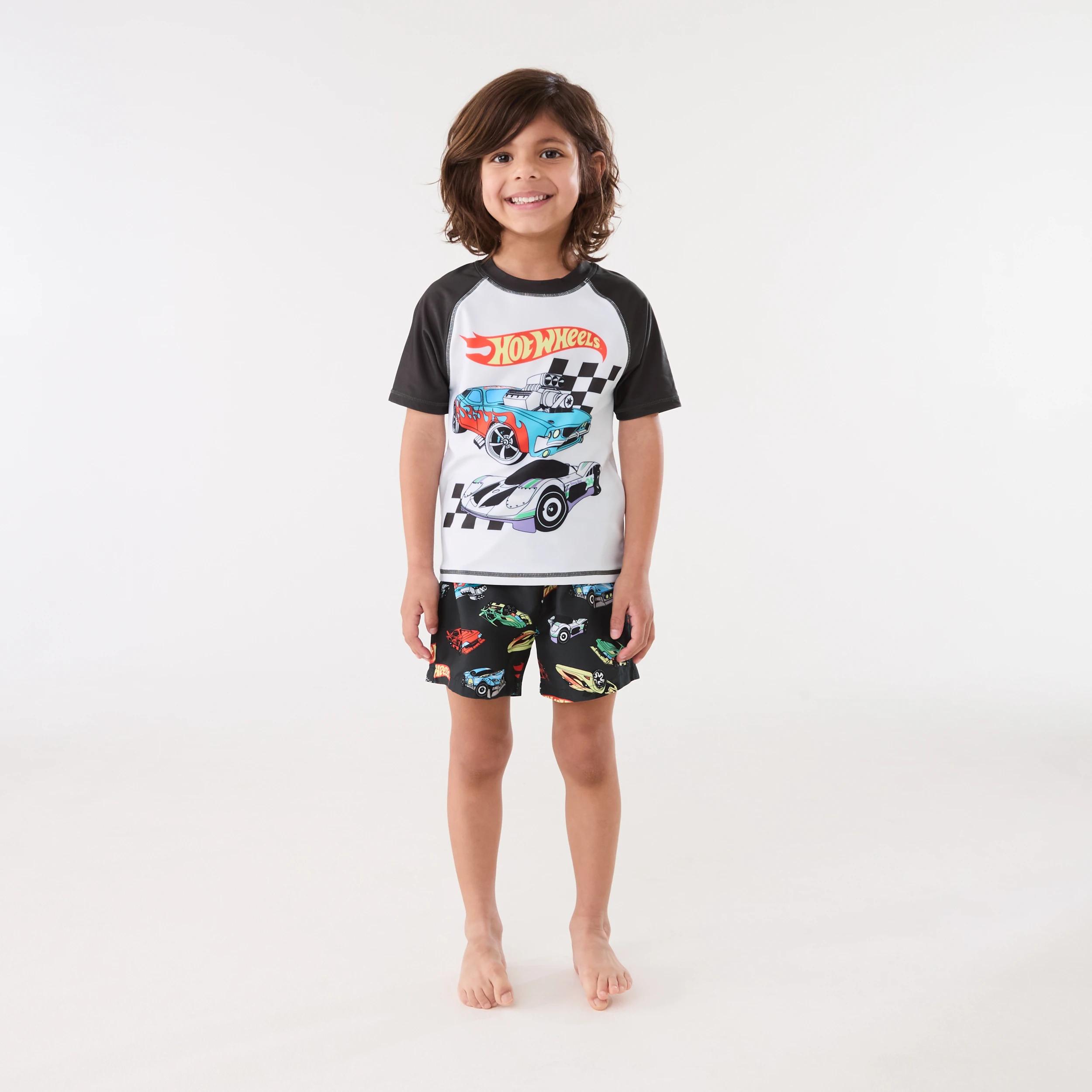 5 Hot Wheels License Short Sleeve Rash Vest HOT WHEELS RAGLAN PRINT SWIM, 5 of 6