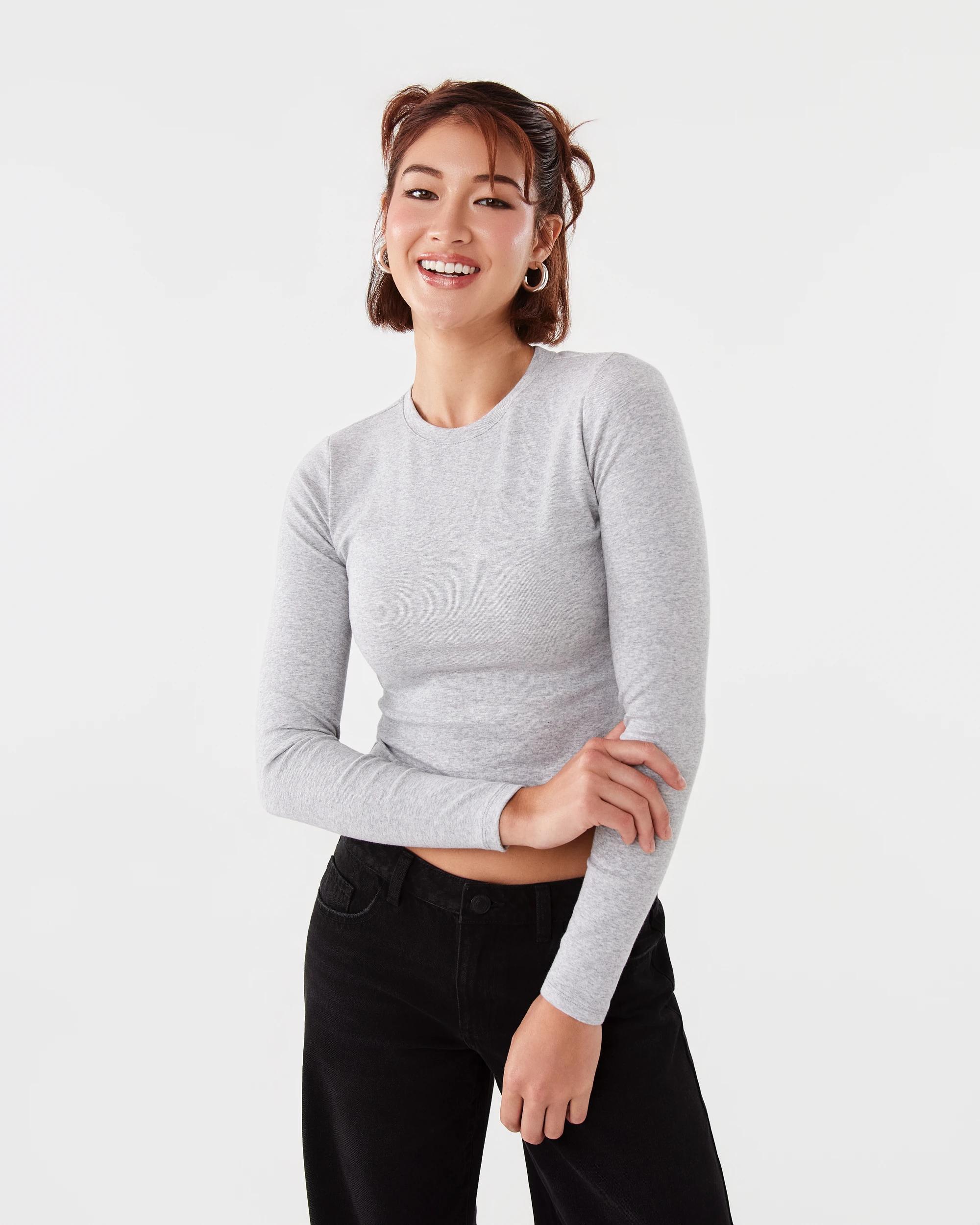 1 Long Sleeve Neat Fit T-shirt Grey Marle, 1 of 6