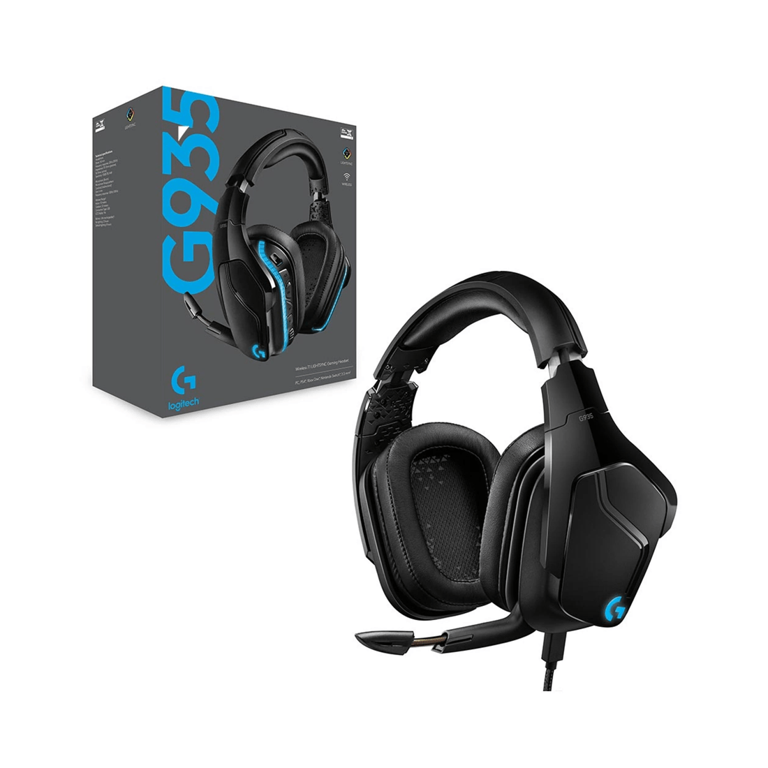 1 Logitech G935 Wireless 7.1 Surround Sound Lightsync Gaming Headset - Multi, 1 of 8