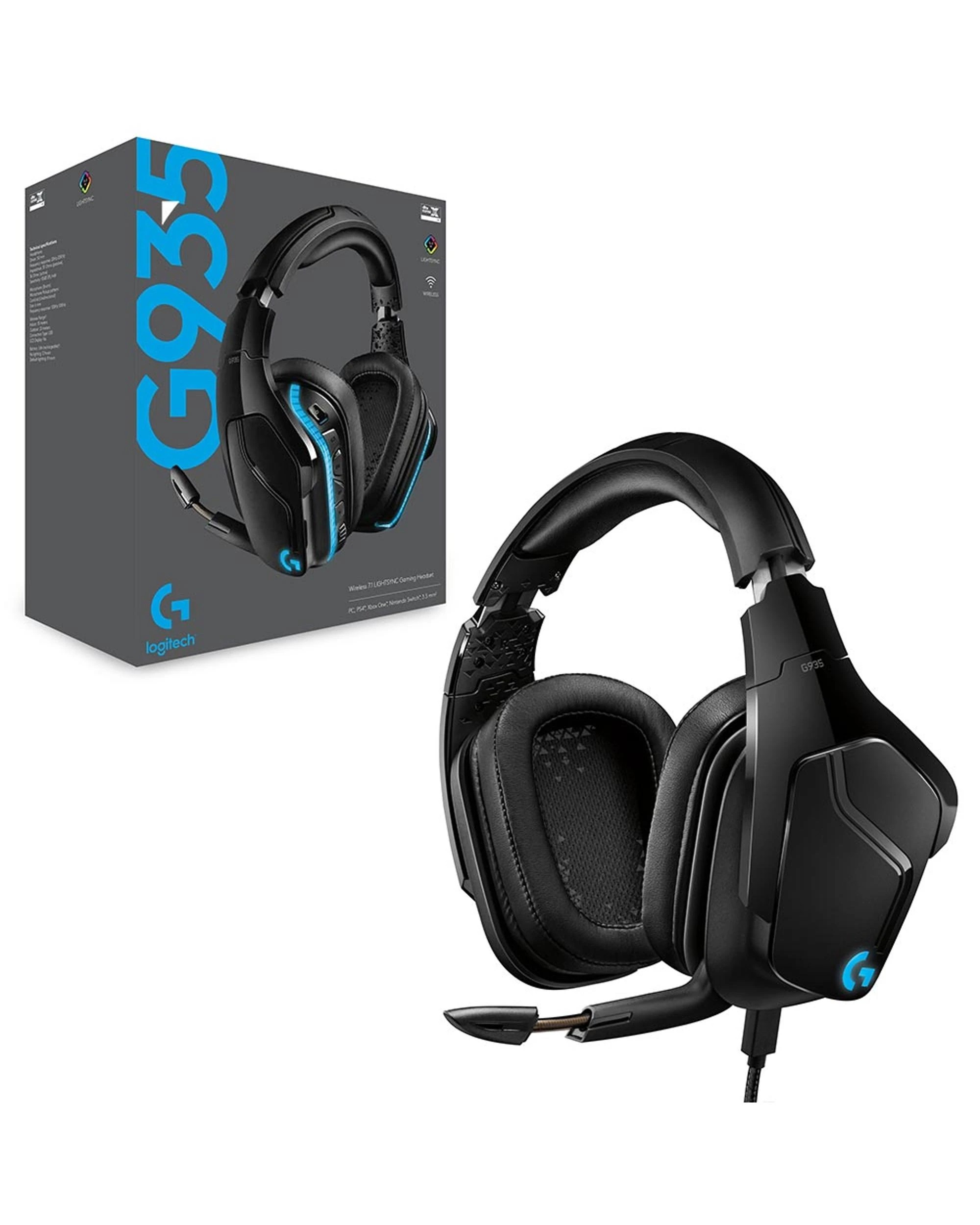 1 Logitech G935 Wireless 7.1 Surround Sound Lightsync Gaming Headset - Multi, 1 of 8