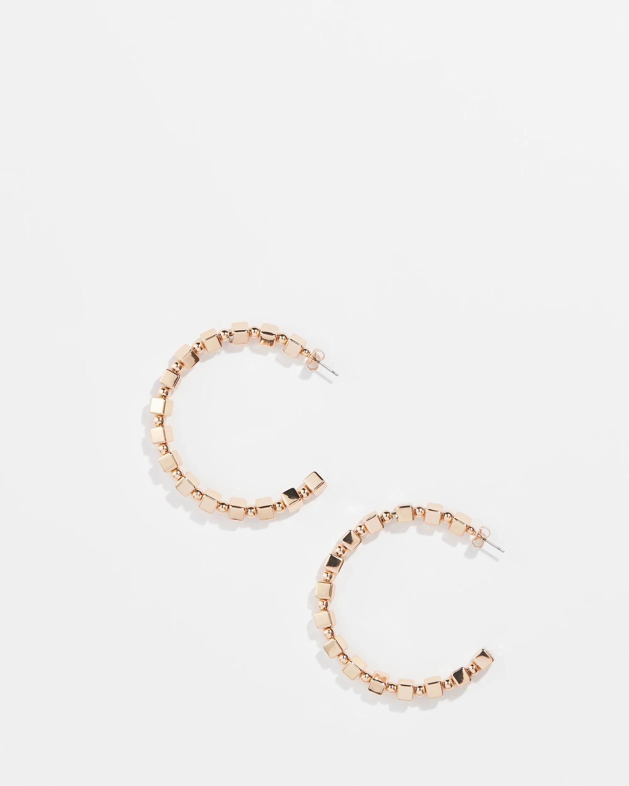 1 Target Large Beaded Hoop Earrings GOLD, 1 of 2