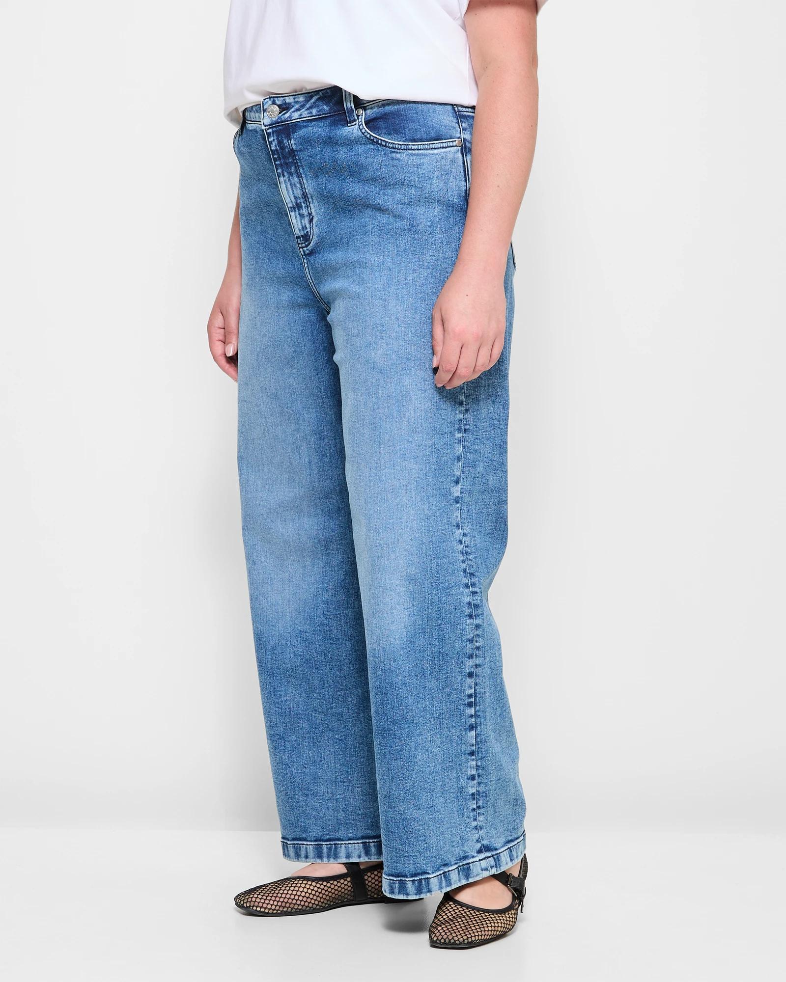 3 Target Plus Size Full Length Wide Leg Denim Jeans CAPRI BLUE, 3 of 5