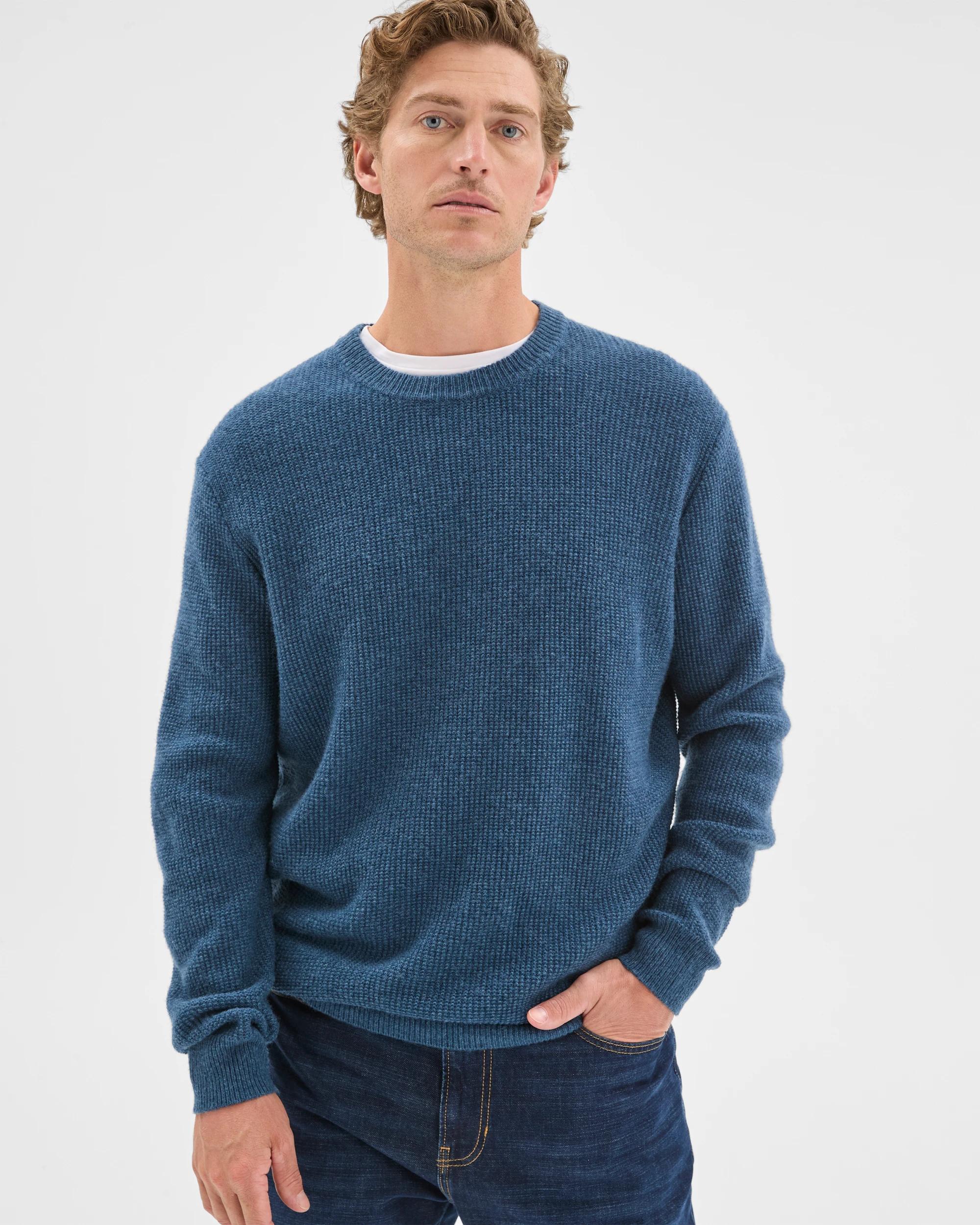 1 Target Man Lambswool Long Sleeve Crew Neck Knit Jumper BRIGHT BLUE, 1 of 7