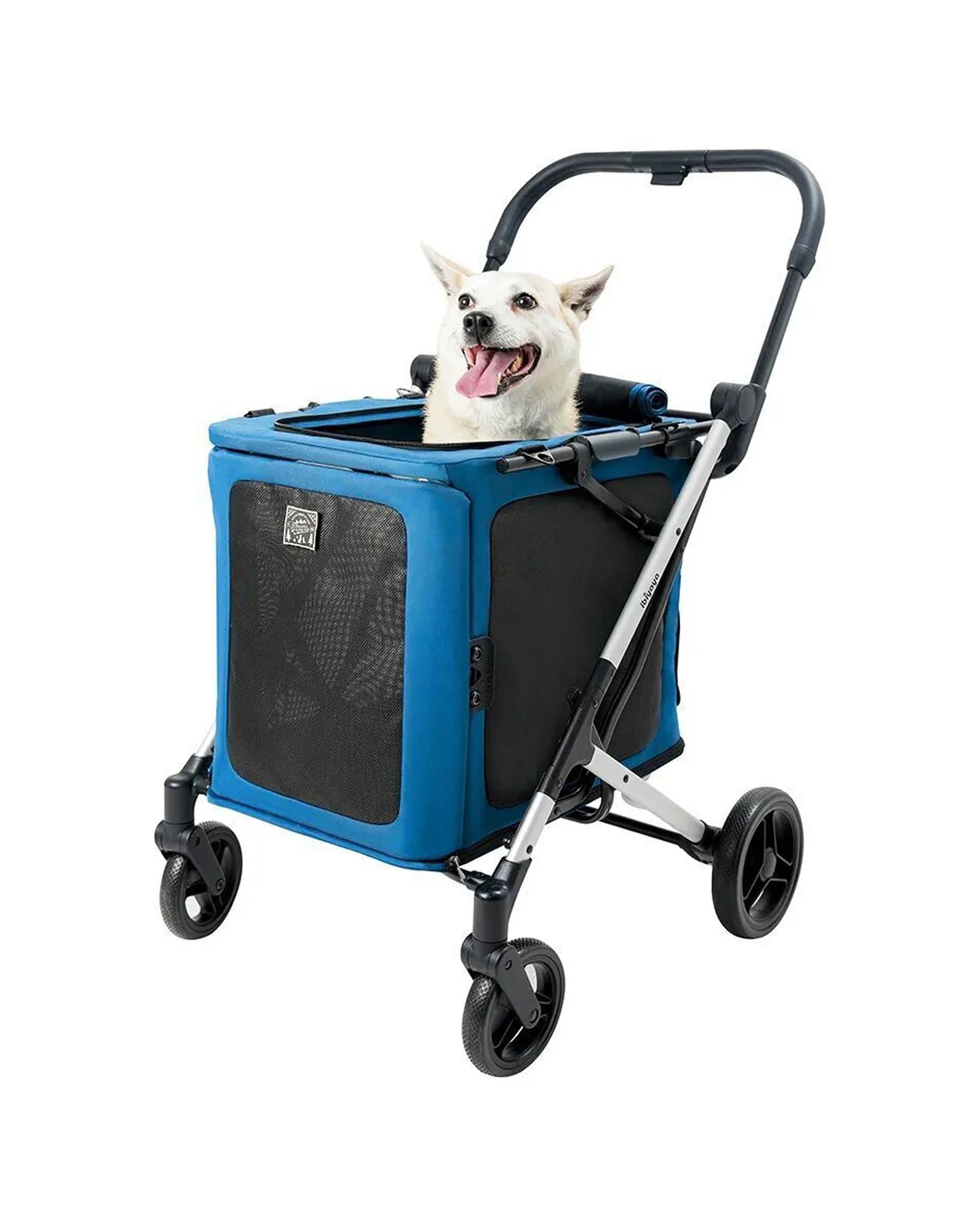 1 Ibiyaya Bigbuddy Folding Pet Stroller Crate Carrier Combo For Large Dogs - Blue, 1 of 7