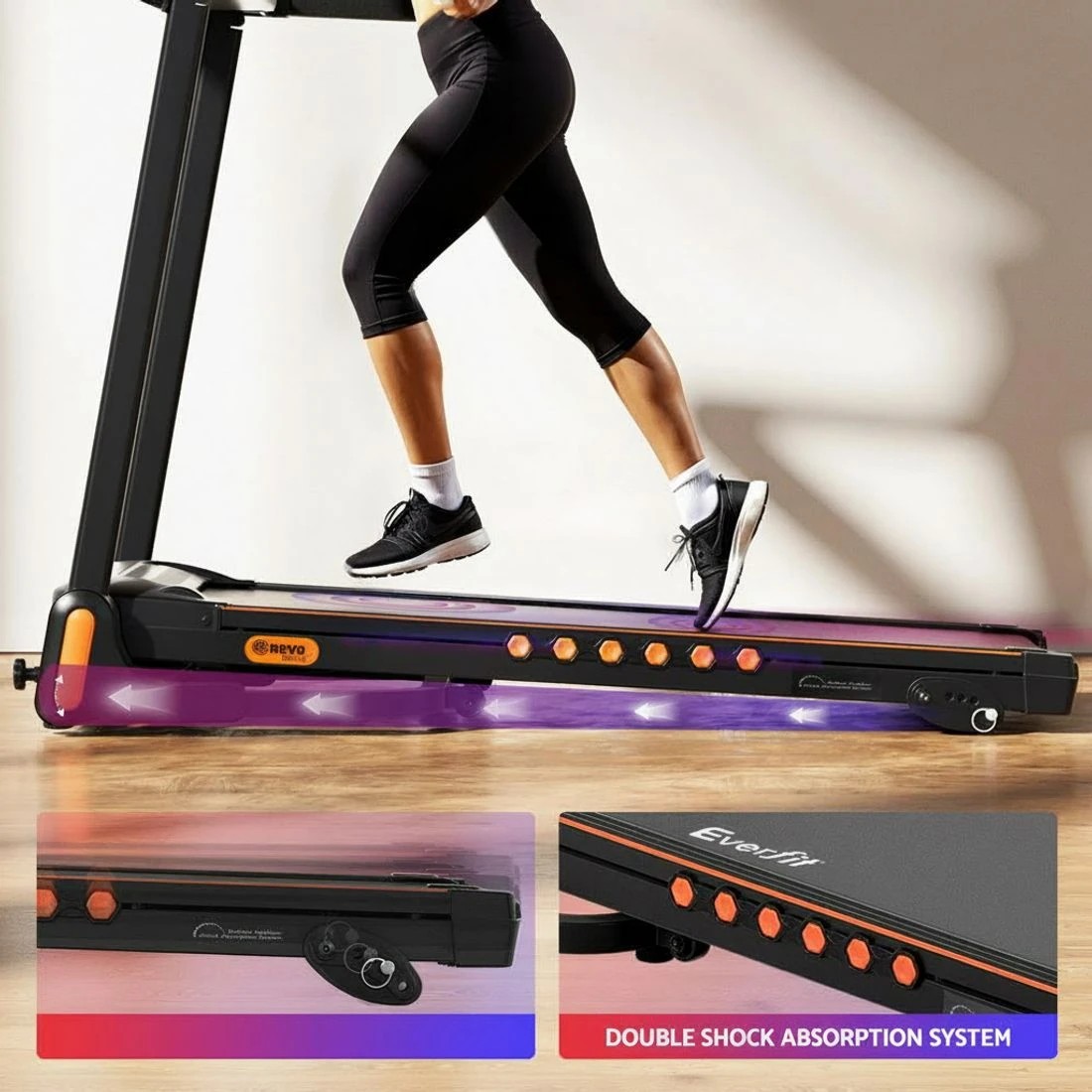 6 Everfit Treadmill Electric Home Gym Fitness Exercise Equipment Incline - Black, 6 of 7