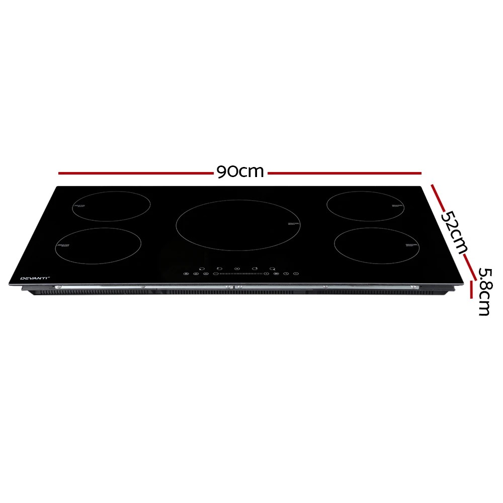 2 Devanti Induction Cooktop 90cm Electric Cooker - Black, 2 of 6