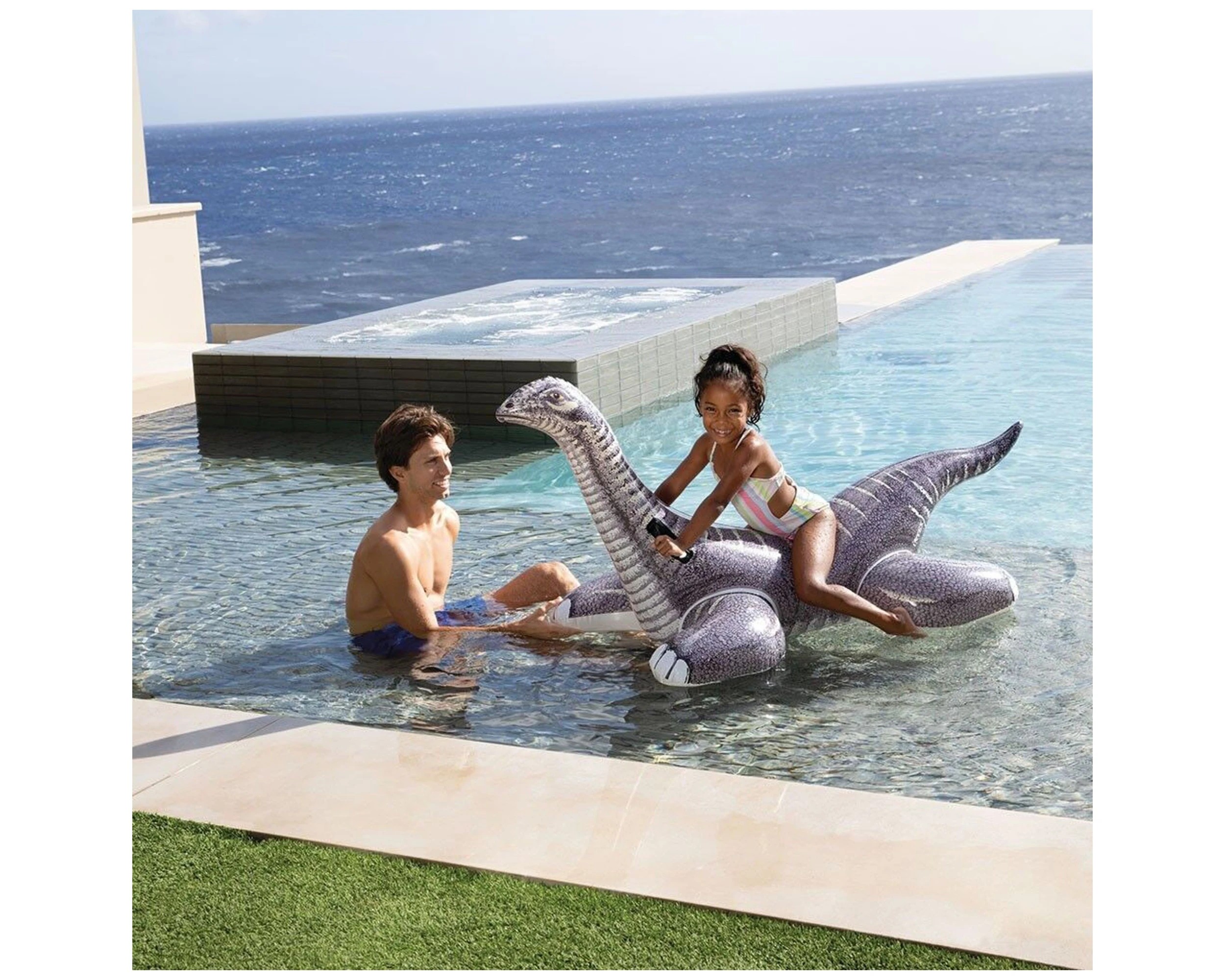 4 INTEX Brontosaurus Ride-On Inflatable Dino Pool Float Kids Pool Toy 70 Inch - Multi, 4 of 9