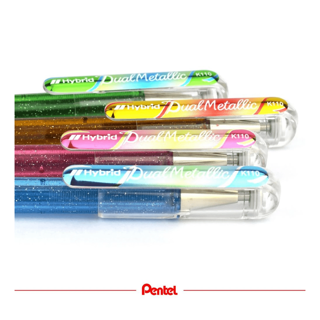 5 Pentel Hybrid Dual Metallic K110 Gel Pen Pink, 5 of 8