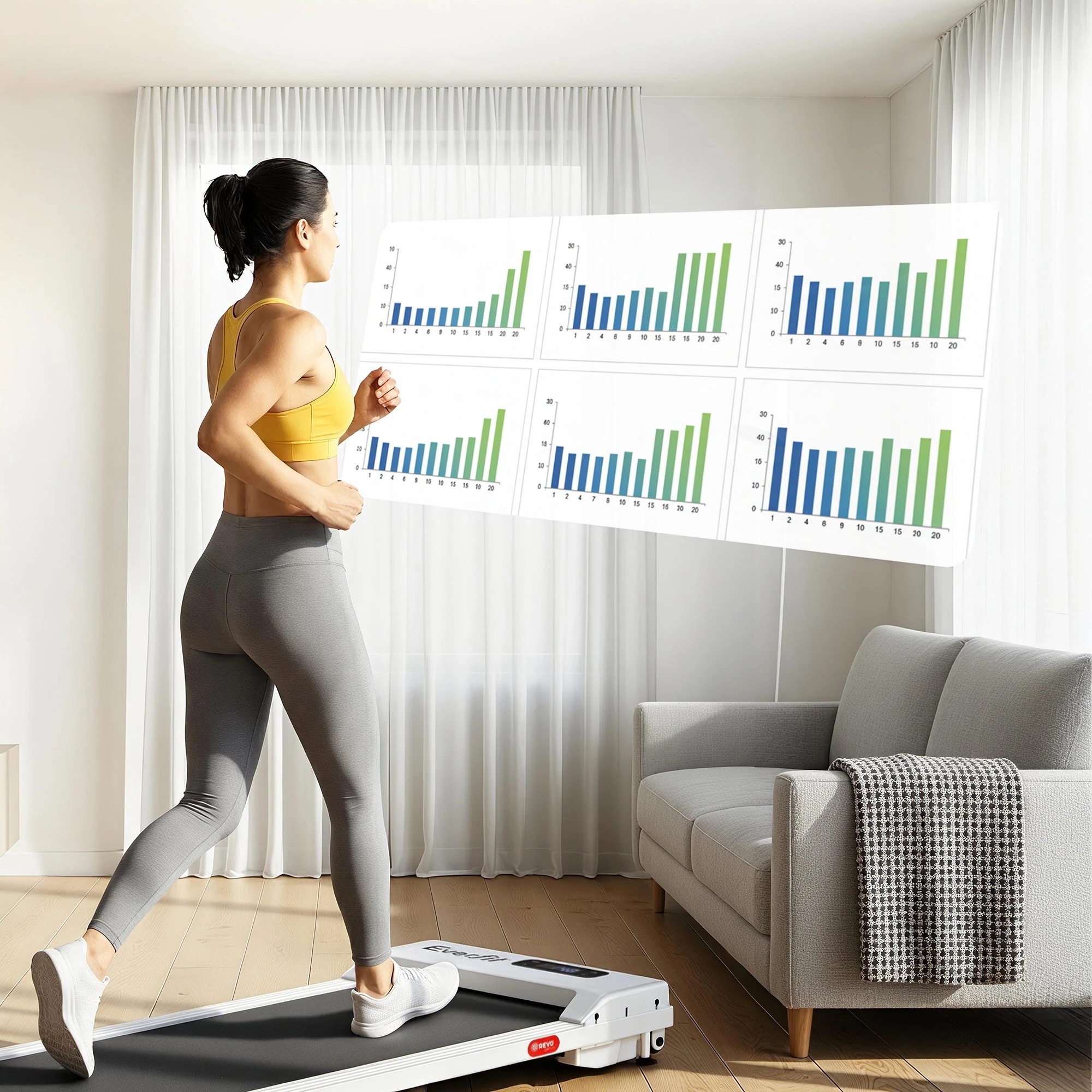 5 Everfit 3 in 1 Walking Pad Treadmill 12% Incline Under Desk Treadmills for Home With 38cmBelt - White, 5 of 9