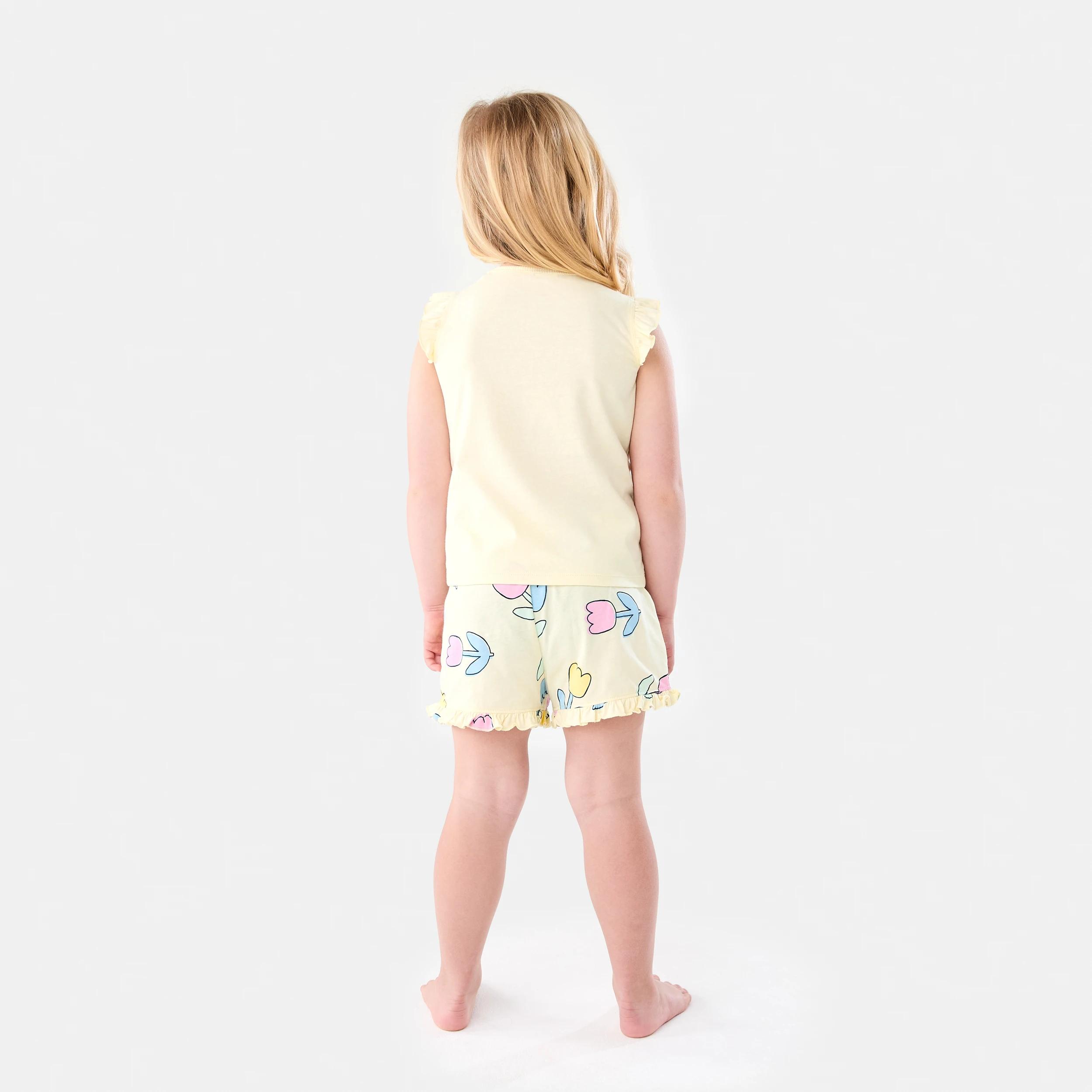 2 Short Sleeve Jersey Pyjama Set YELLOW TULIPS, 2 of 8