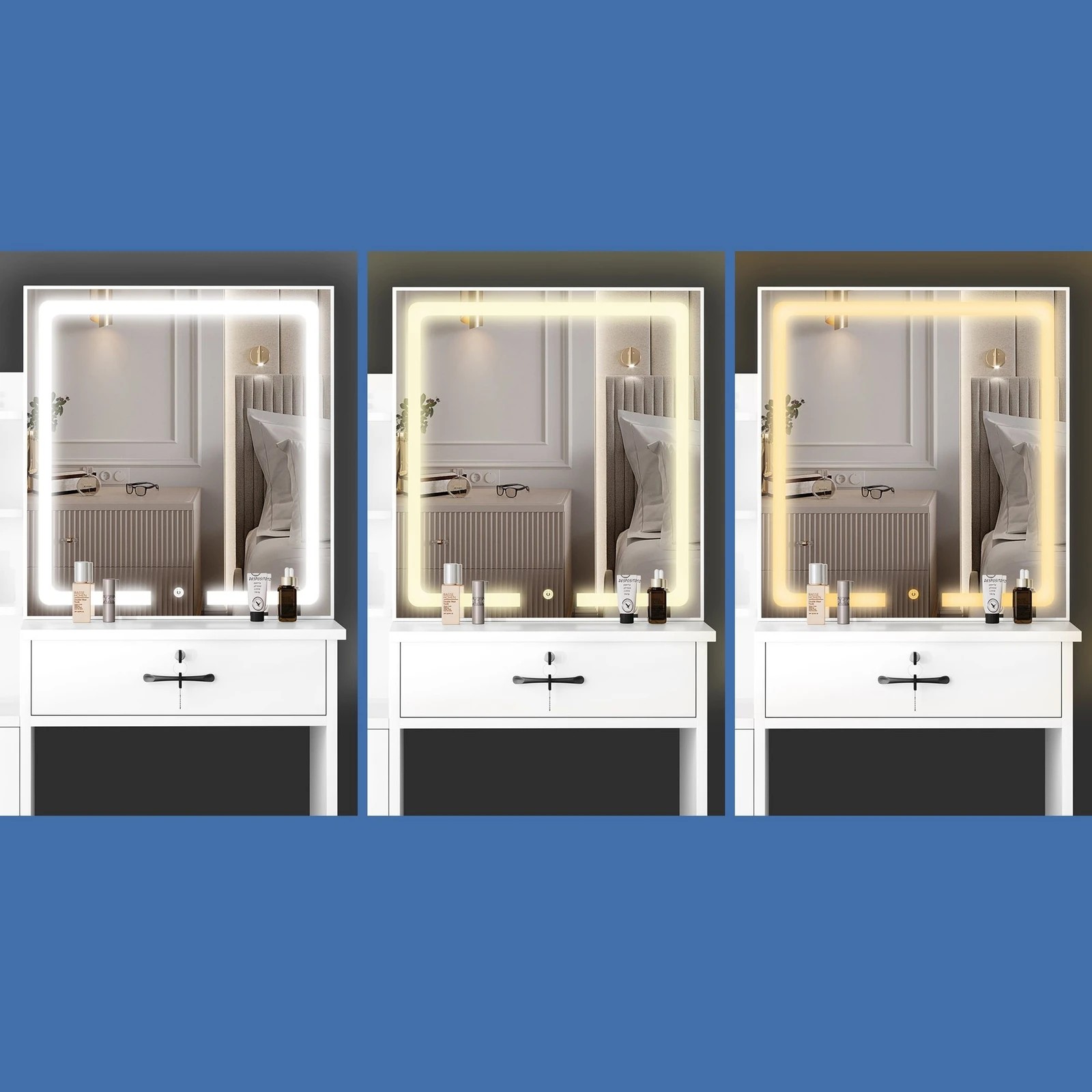 5 Alfordson Dressing Table Stool Set Makeup Mirror Vanity Desk Drawers - White, 5 of 10