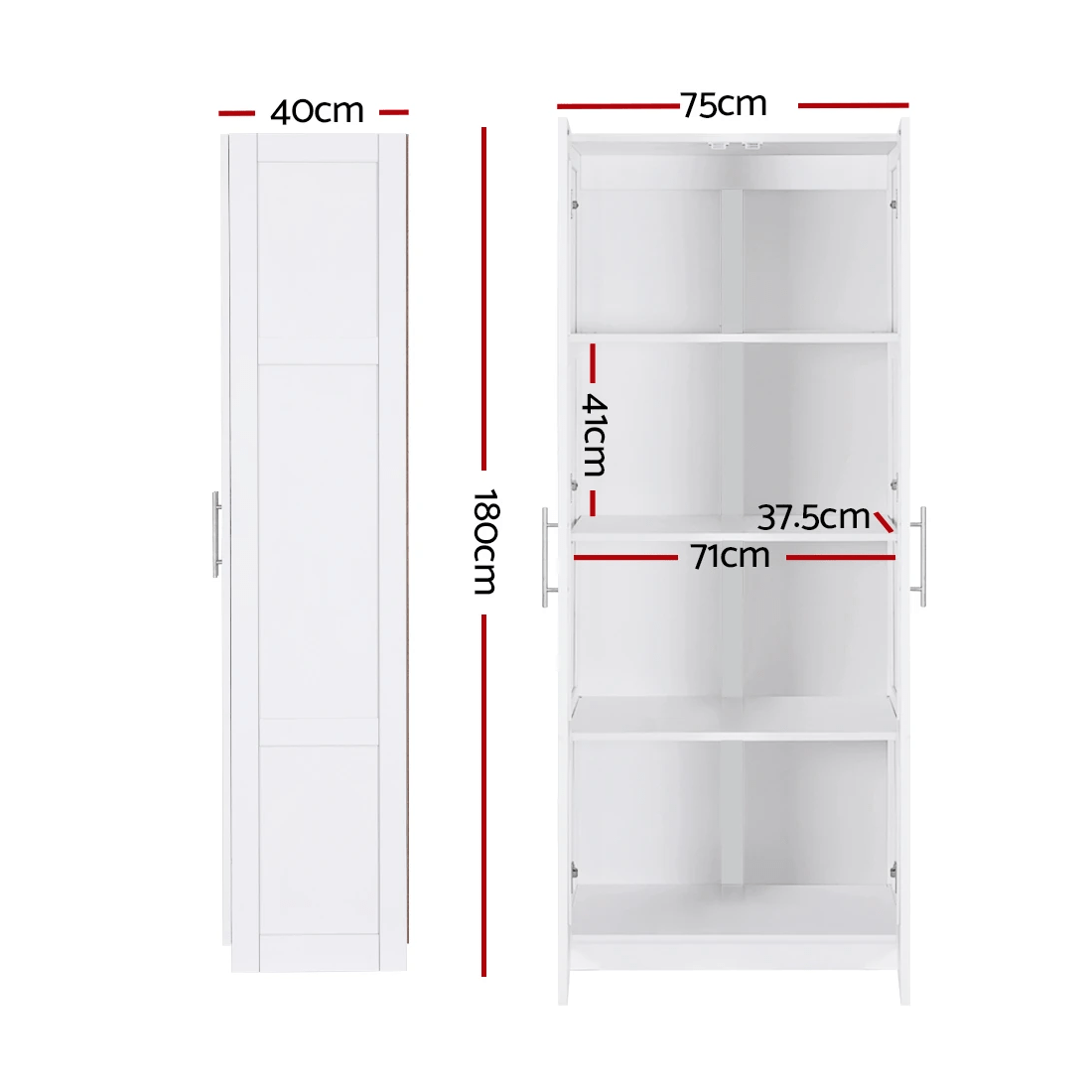 3 Artiss 2 Door Buffet Sideboard Cupboard Cabinet Pantry - White, 3 of 6