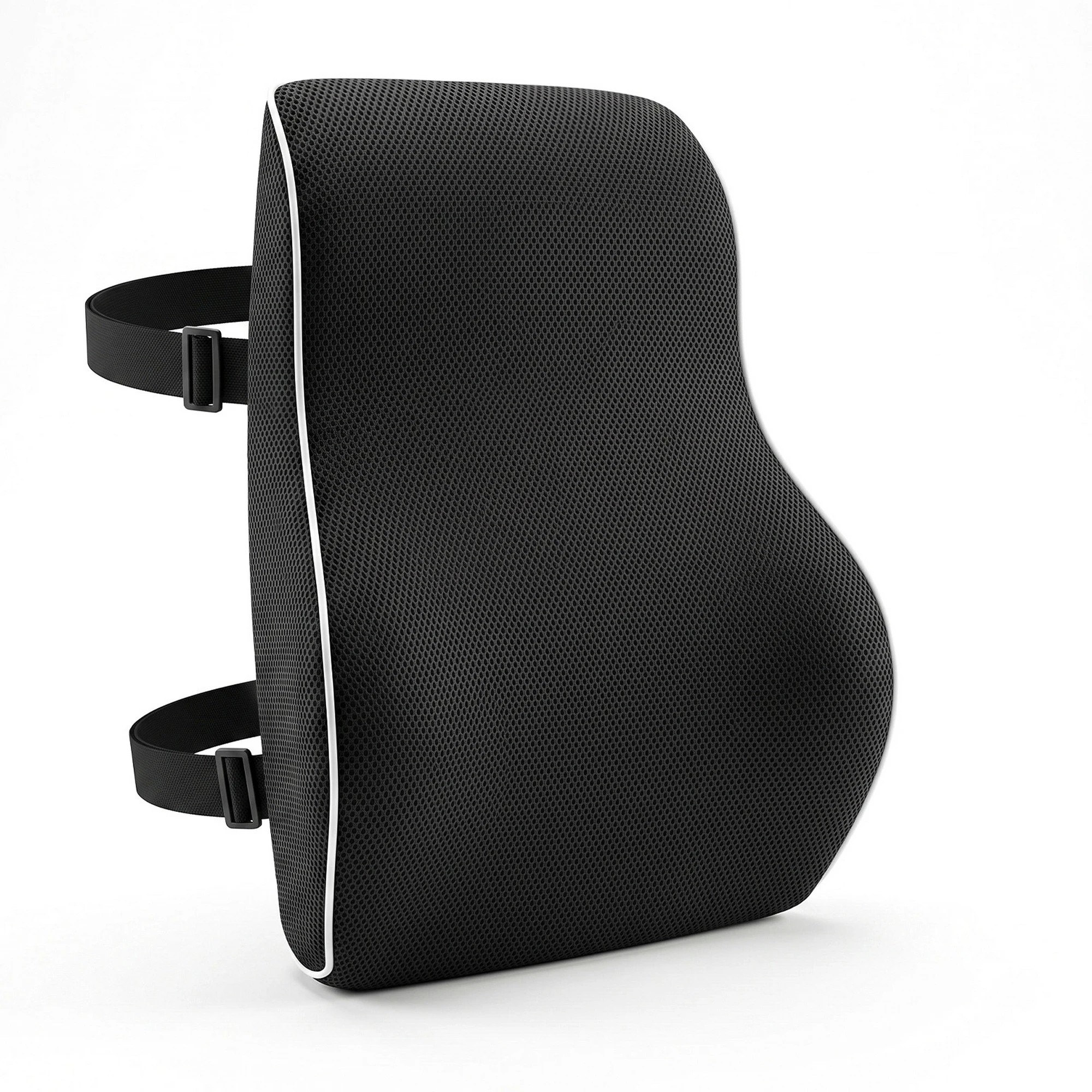 1 Artiss Ergonomic Lumbar Support Cushion Memory Foam Back Support Pillow Office Chair Car Seat - Black, 1 of 8