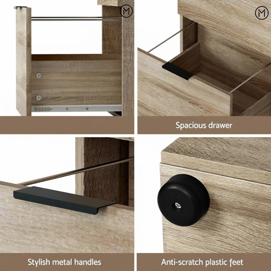 8 Artiss Filing Cabinet Files Storage Office Shelves File Organiser Oak 2 - Brown, 8 of 8