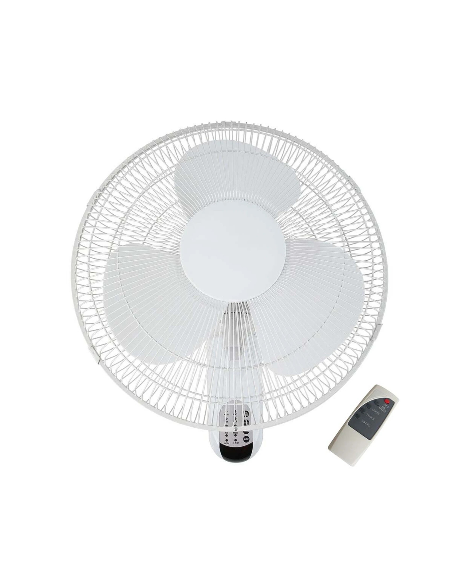 1 Heller 40cm Wall Mounted 3 Speed Air Cooling Fan W/ Remote Control/timer - White, 1 of 3