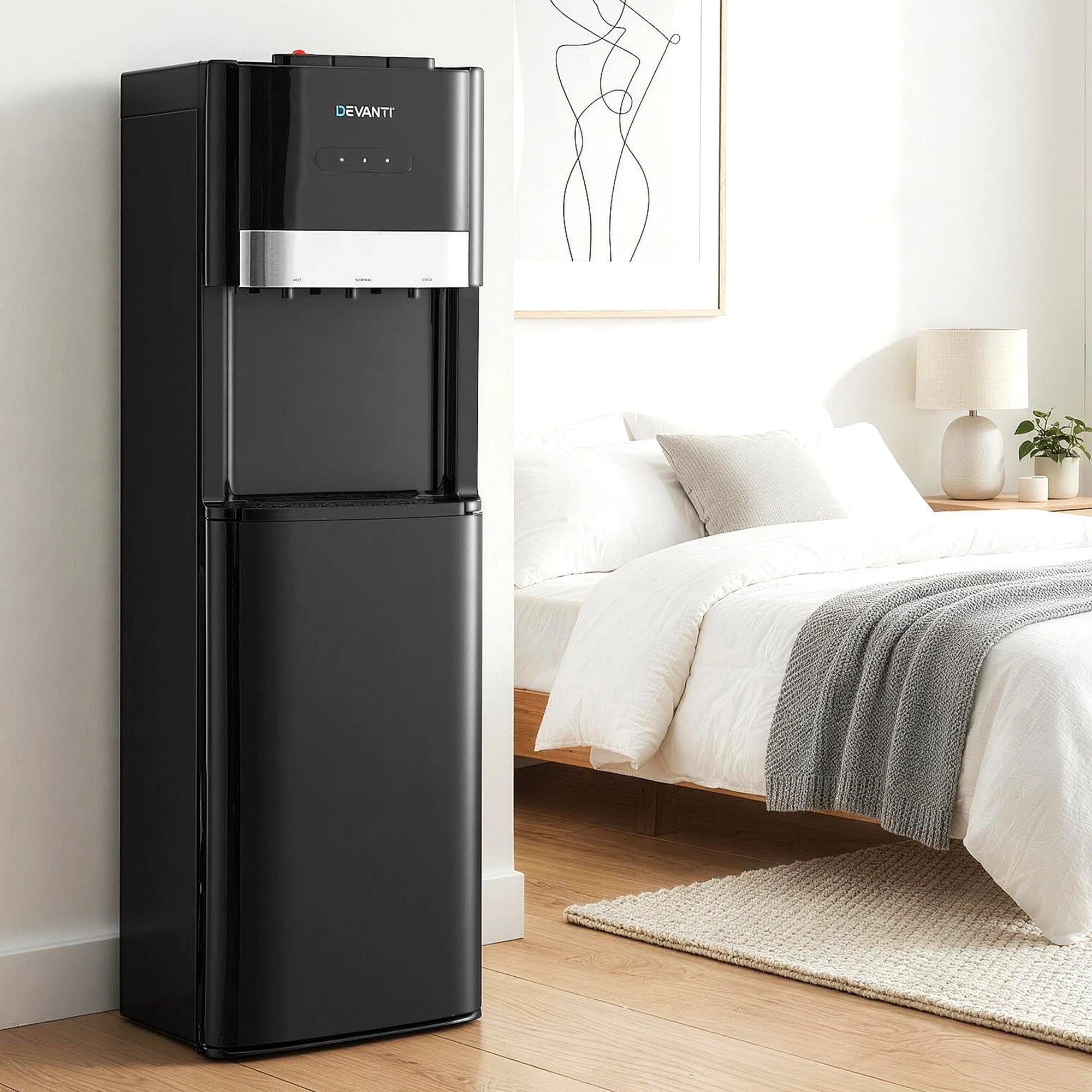 6 Devanti 3 Taps Water Cooler Dispenser Bottom Loading Dispenser Chiller Filter - Black, 6 of 9