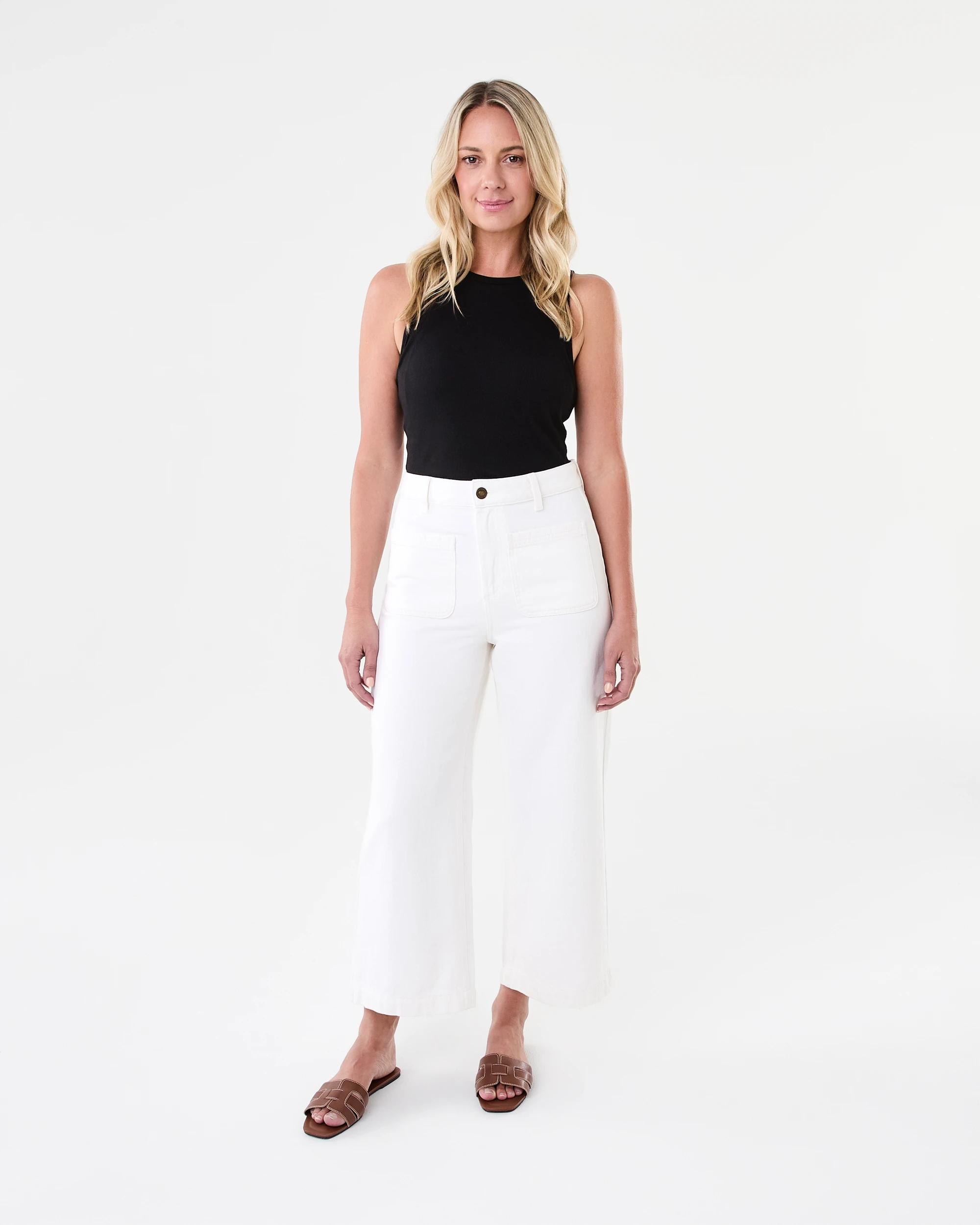 8 Cropped Wide Leg Jeans Ecru, 8 of 8