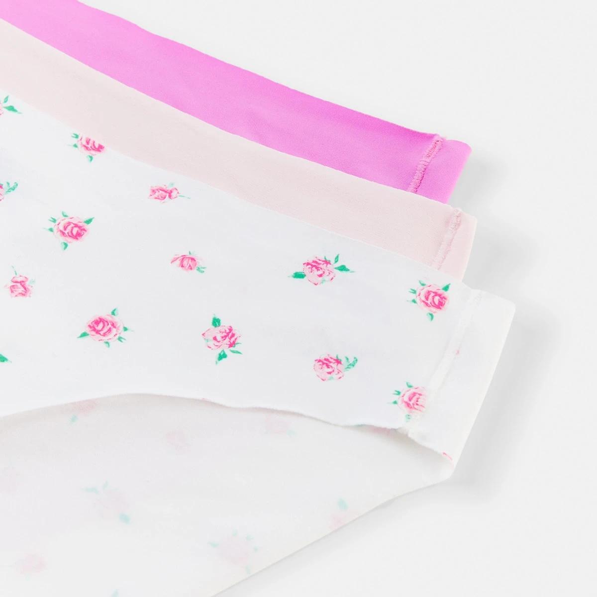 2 3 Pack No Show Bikini Briefs Rose Ditsy, 2 of 7