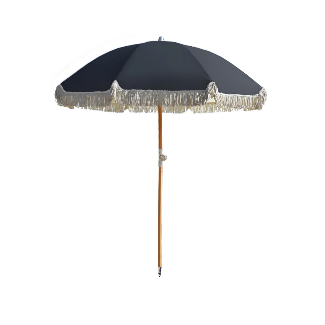 1 Havana Outdoors Beach Umbrella Portable 2 Metre Fringed Garden Sun Shade - Black, 1 of 4