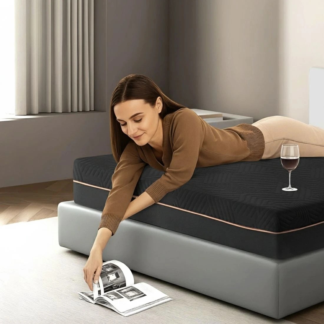 8 Giselle 18cm Memory Foam Mattress Tea Foam Cool Gel Foam Mattresses Single  Single Bed - Single Bed - Black, 8 of 10