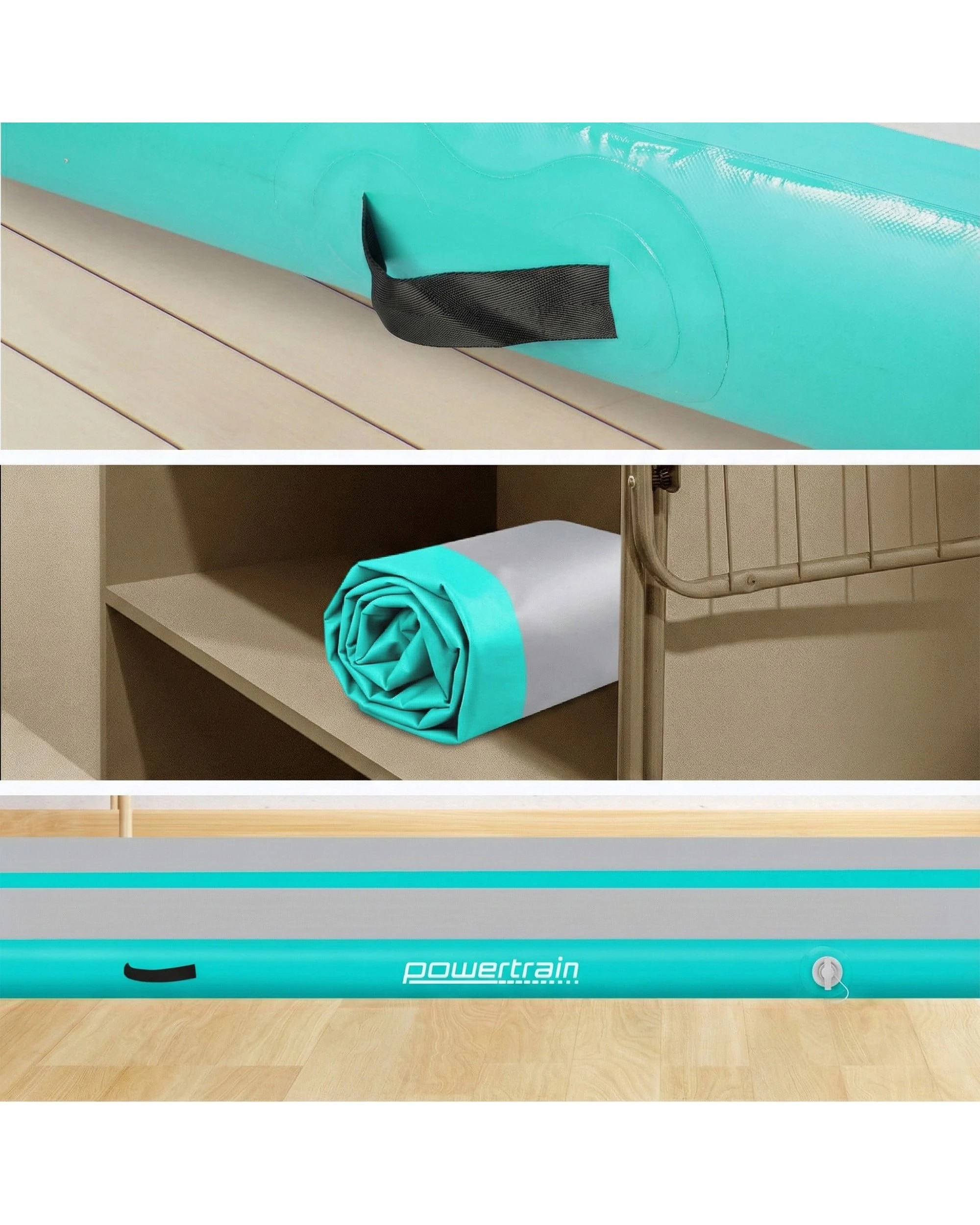 4 Powertrain 3M 20cm Air Track Gymnastics Tumbling Airtrack Exercise Yoga Mat Balance Beam Inflatable - Green, 4 of 5