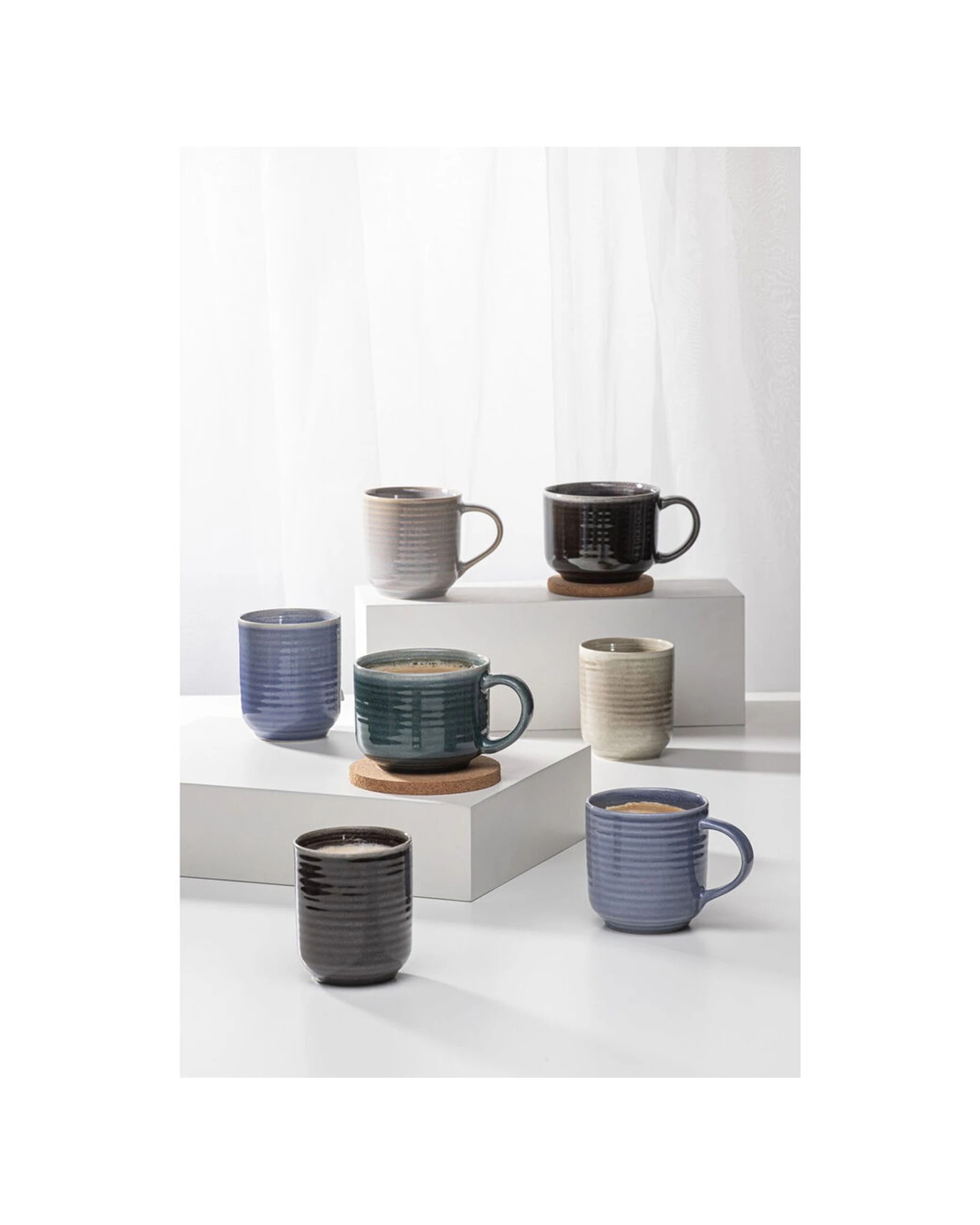 5 Ladelle 4PK Melange Cornflower Stoneware Mug Set 380ml - Black, 5 of 5
