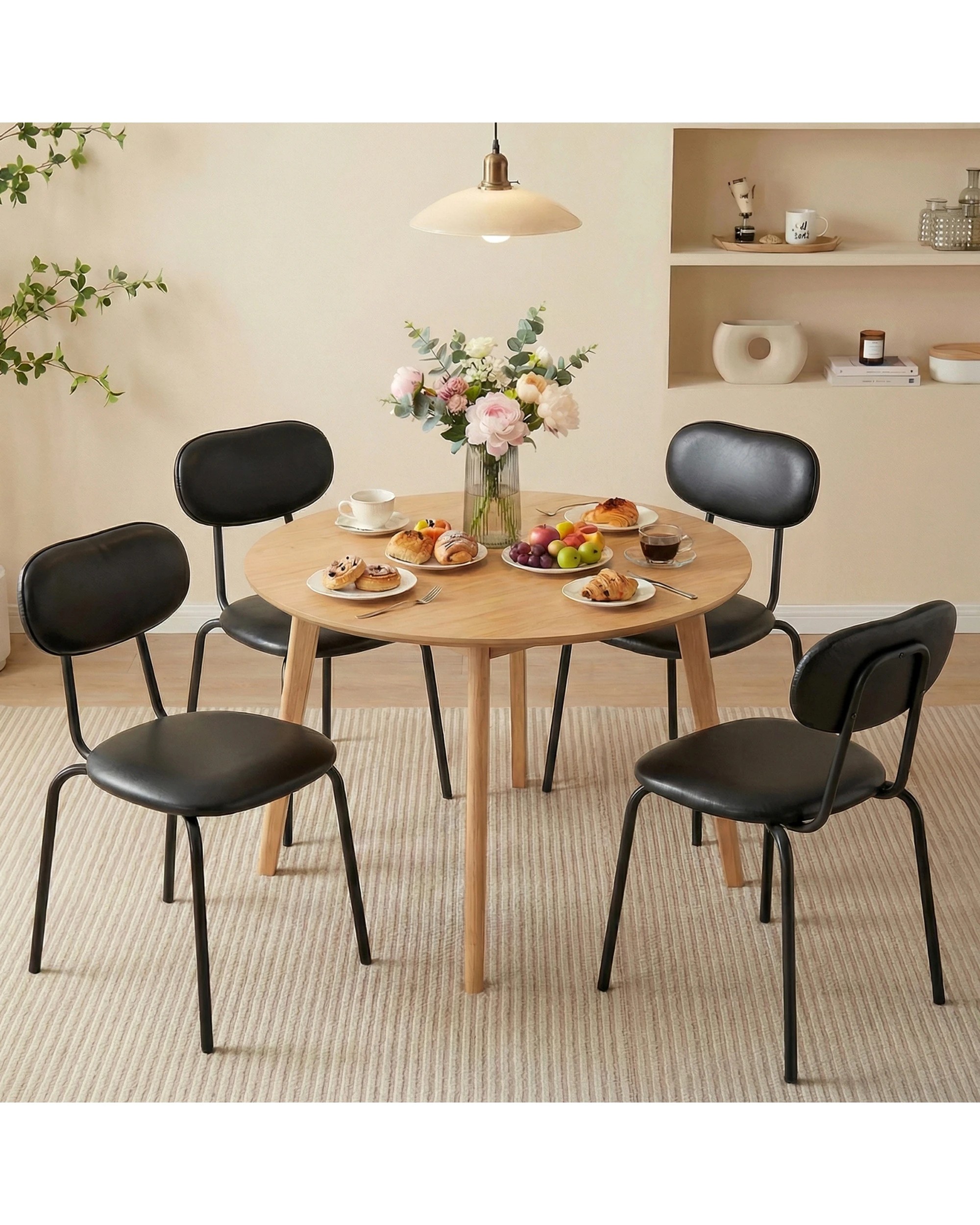 3 Advwin Dining Chairs Set of 6 Faux Leather Comfy Upholstered Kitchen Seating - Black, 3 of 4