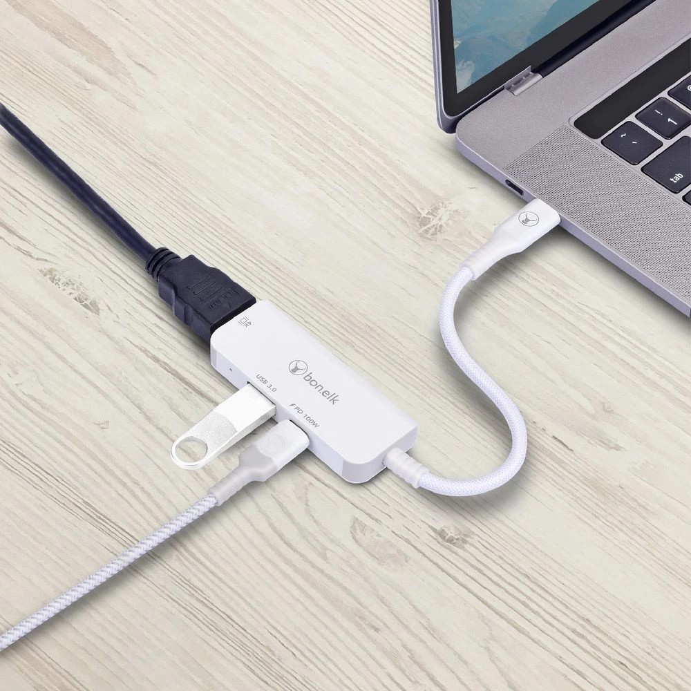 5 Bonelk USB-C 3-in-1 Multiport Hub White, 5 of 6