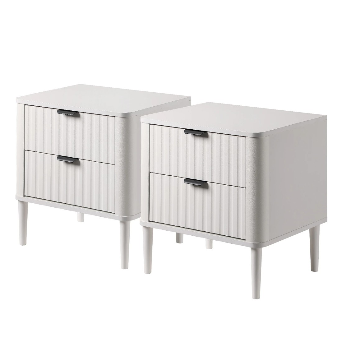1 Oikiture 2x Bedside Table Nightstand Side Tables Storage 2 Drawers Cabinet - White, 1 of 9